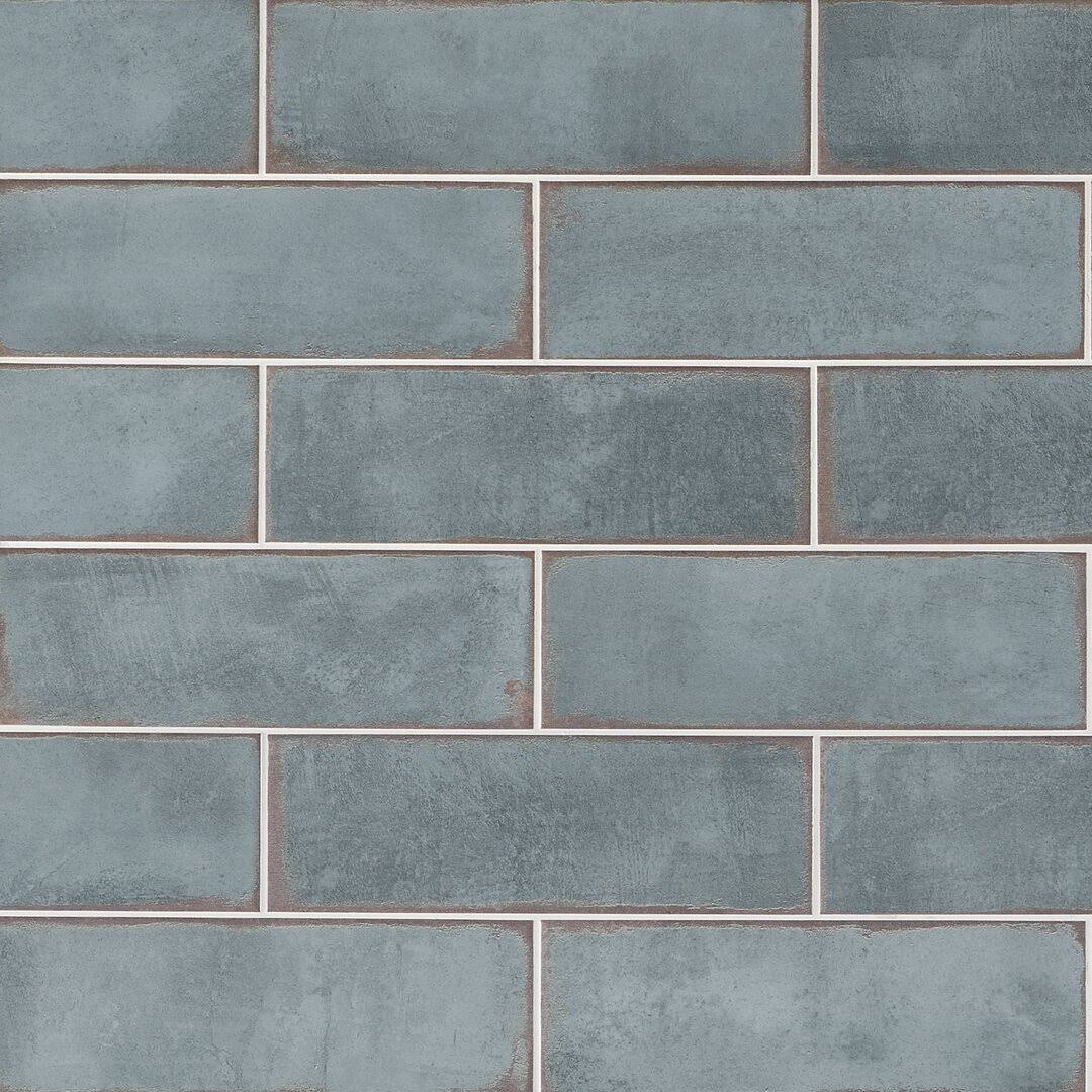 Santa Fe Blue 3.93 in. x 11.96 in. Polished Ceramic Wall Tile