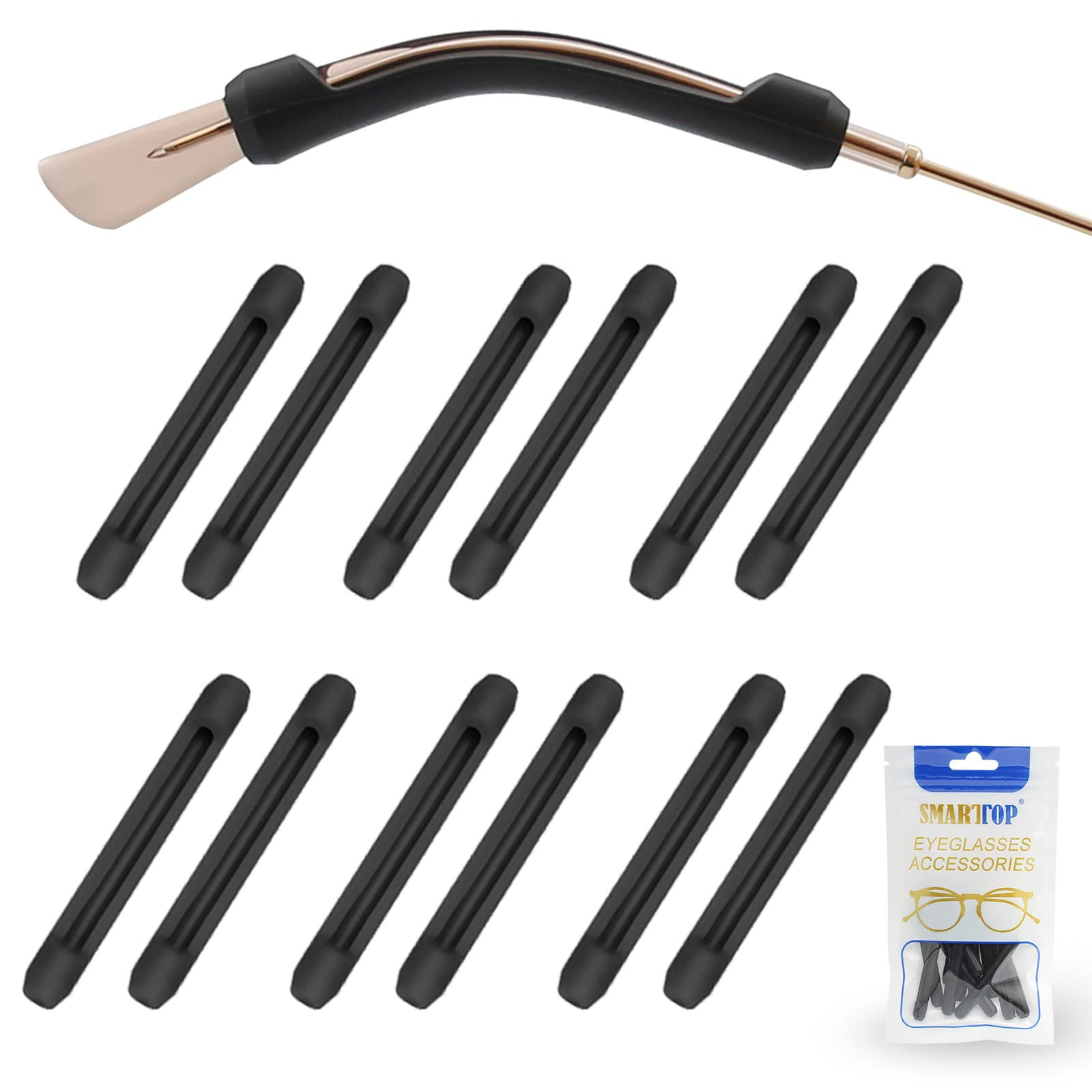 SmartTOP Soft Silicone Eyeglasses Temple Tips Sleeve Retainer,Anti-Slip Elastic Comfort Glasses Retainers for Spectacle Sunglasses Reading Glasses