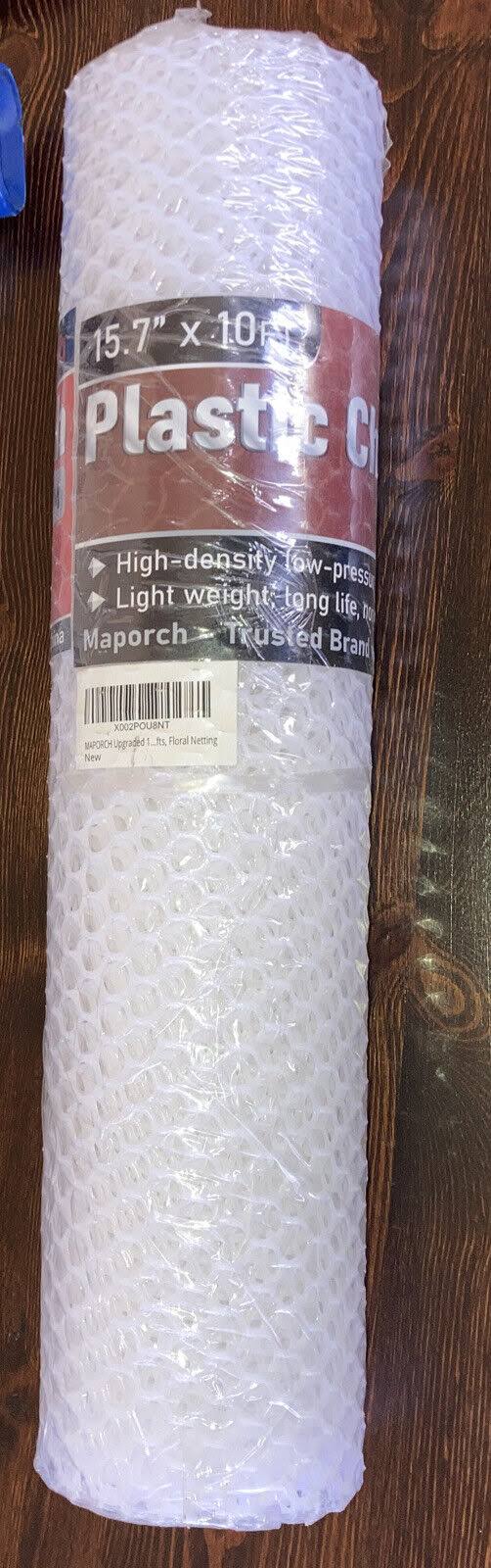 MAPORCH White Plastic Wire Mesh Fence 15.7in x 10ft Roll- Ideal for Poultry, Dogs, Rabbit, Snake Barrier & Gardening- Durable Plastic Chicken Wire