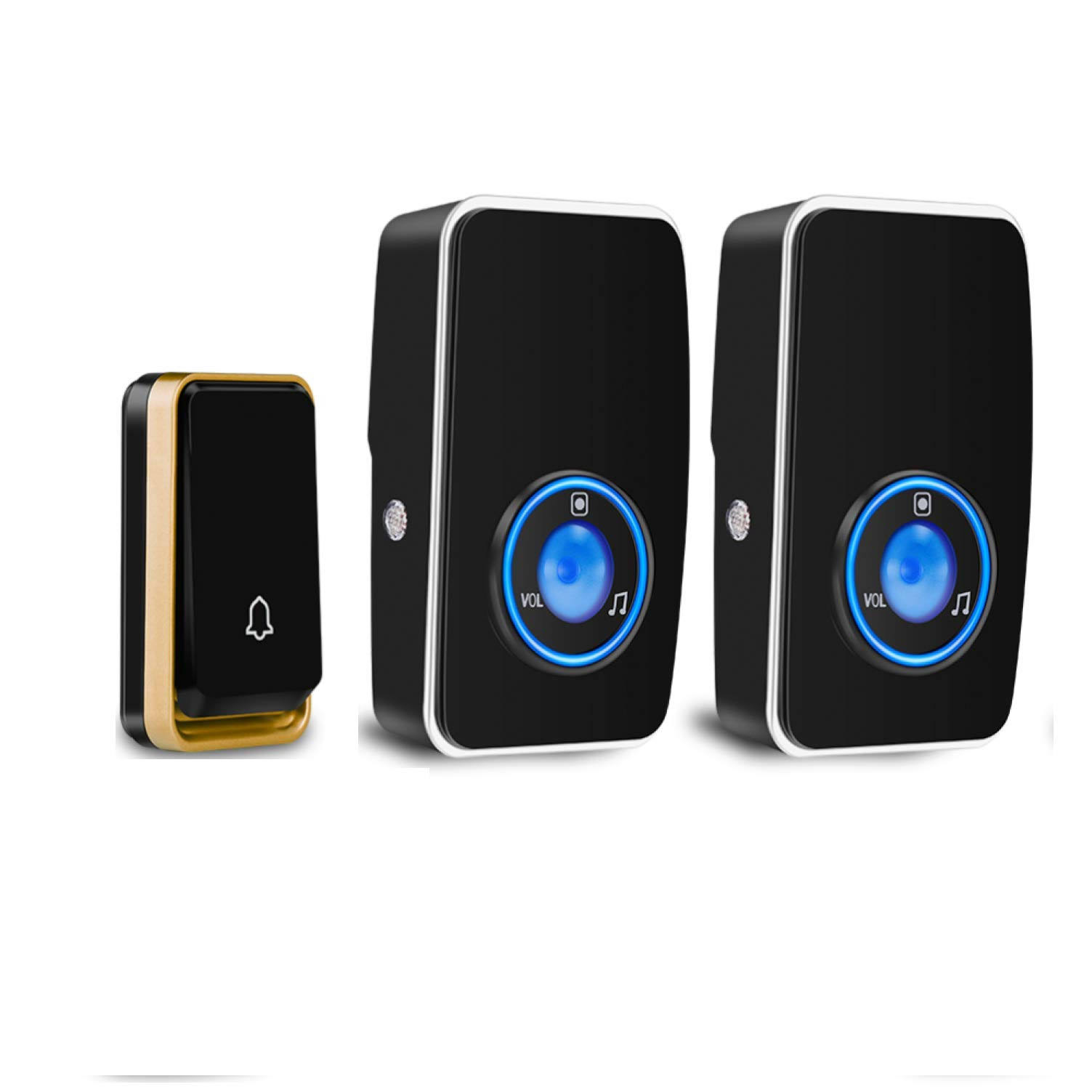 ��No Battery Required��Wireless Doorbell Waterproof, AURTEC Door Chime Kit with 2 Plug-In LED Flash Receivers & 1 Press Self-Powered