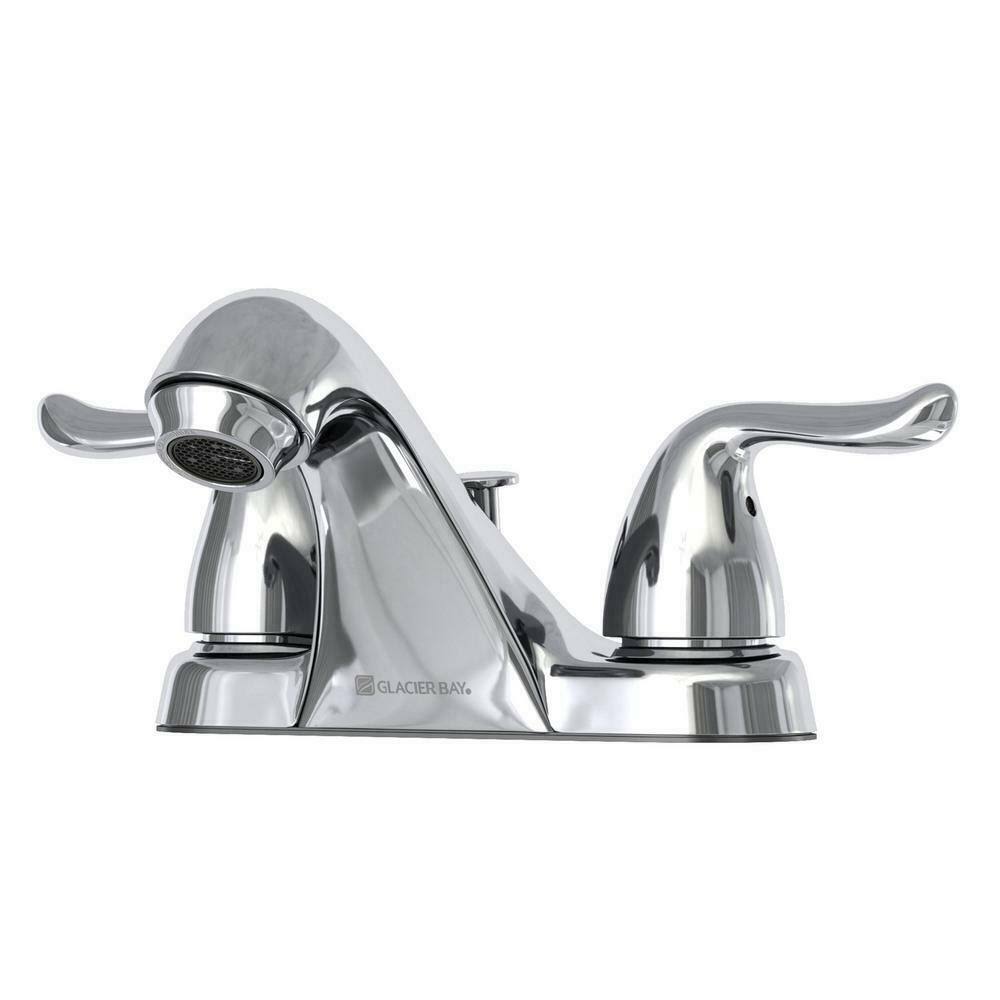 Glacier Bay Constructor 4 in Centerset 2 Handle Mid Arc Bathroom Faucet Chrome