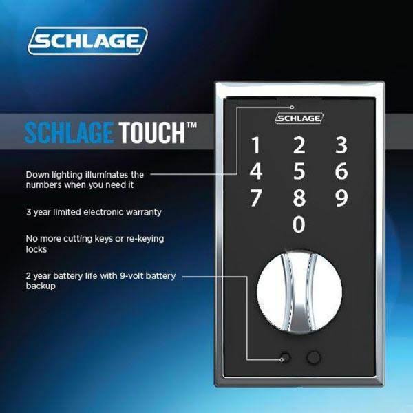 Schlage BE375-CEN Century Touch Deadbolt- Satin Nickel
