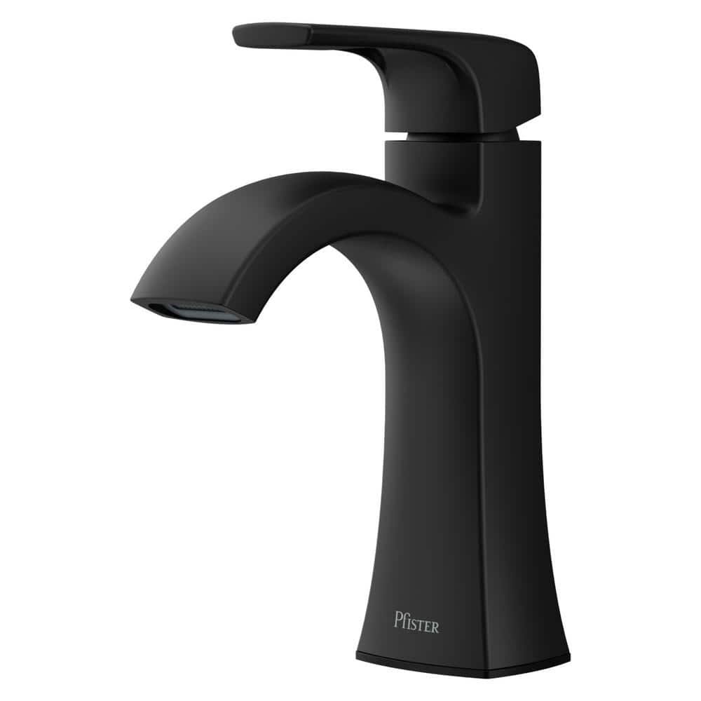Pfister Bruxie Single-Handle Single-Hole Bathroom Faucet with Deckplate and Drain Kit Included in Spot Defense Matte Black