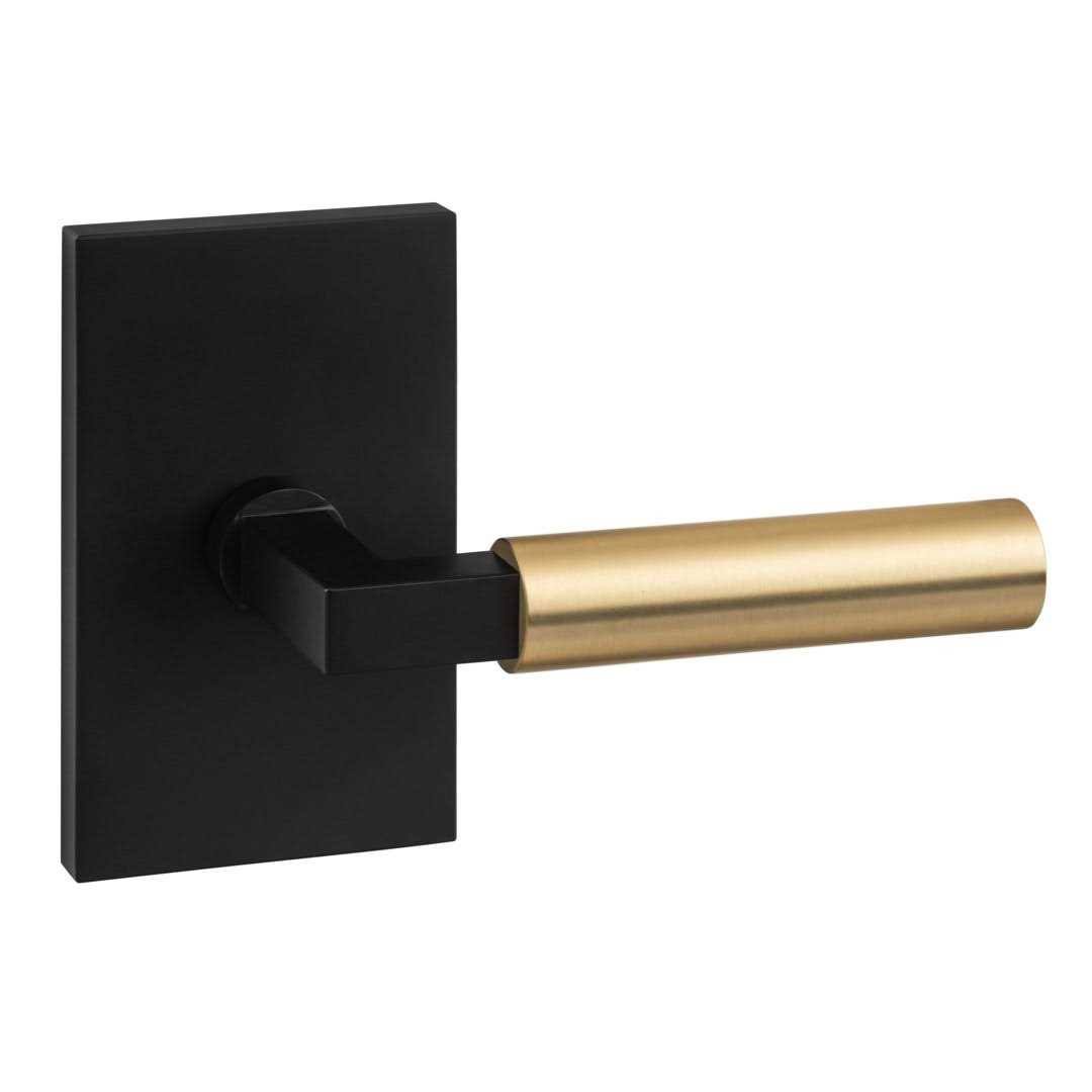 Sure-Loc Hardware LV100 FBL GRIP-SM SB Door Lever with Levanto Dummy Rosette Lever Finish: Satin Brass, Base Finish: Flat Black