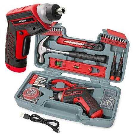 Hi-Spec 35pc Red Tool Kit with 3.6V USB Electric Screwdriver and Drill 3.Red