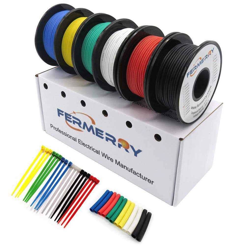 16 Gauge Wire Electric Hook Up Wire Kit 16 AWG Silicone Wire Cables 6 Colors 5ft Each Stranded Wire from Fermerry