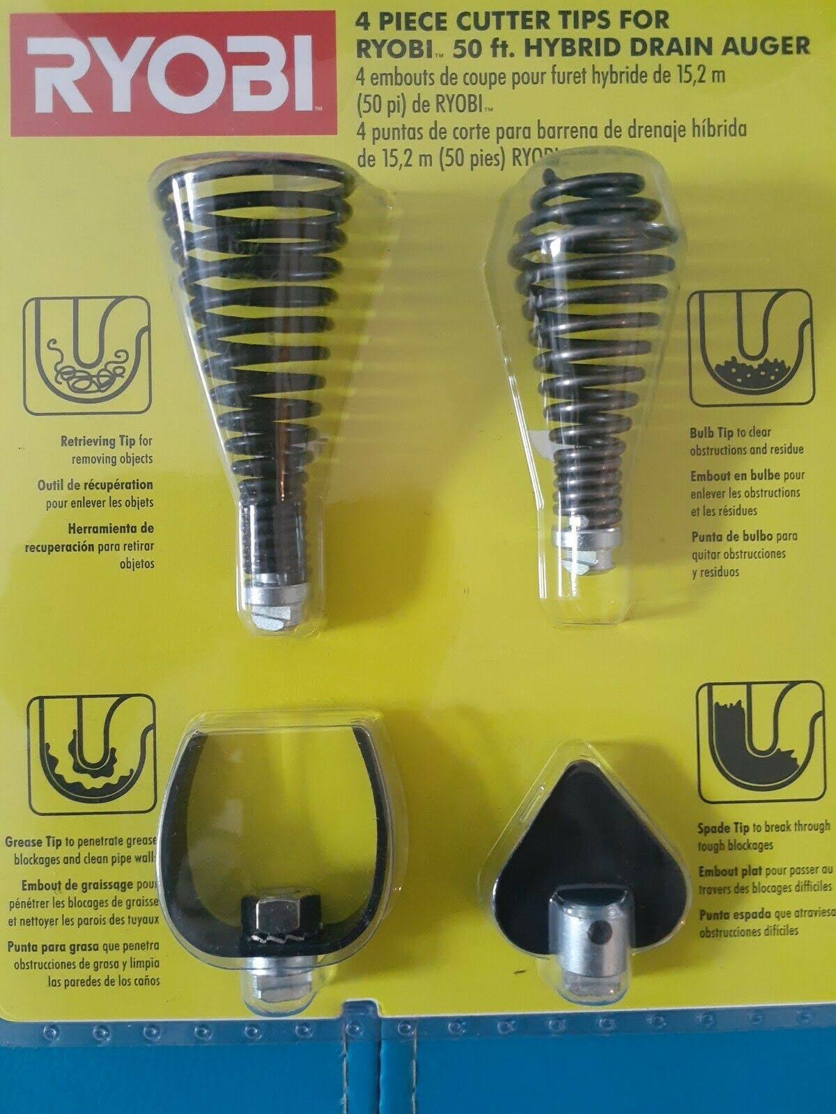 Ryobi A1224PK Cutter Tips for Drain Auger P4003 (4-Piece)