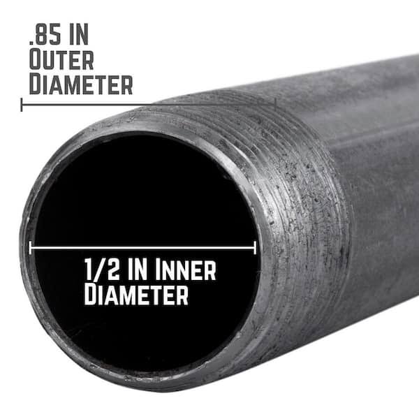 STZ 1/2 in. x 9 in. Black Steel Nipple, Grey