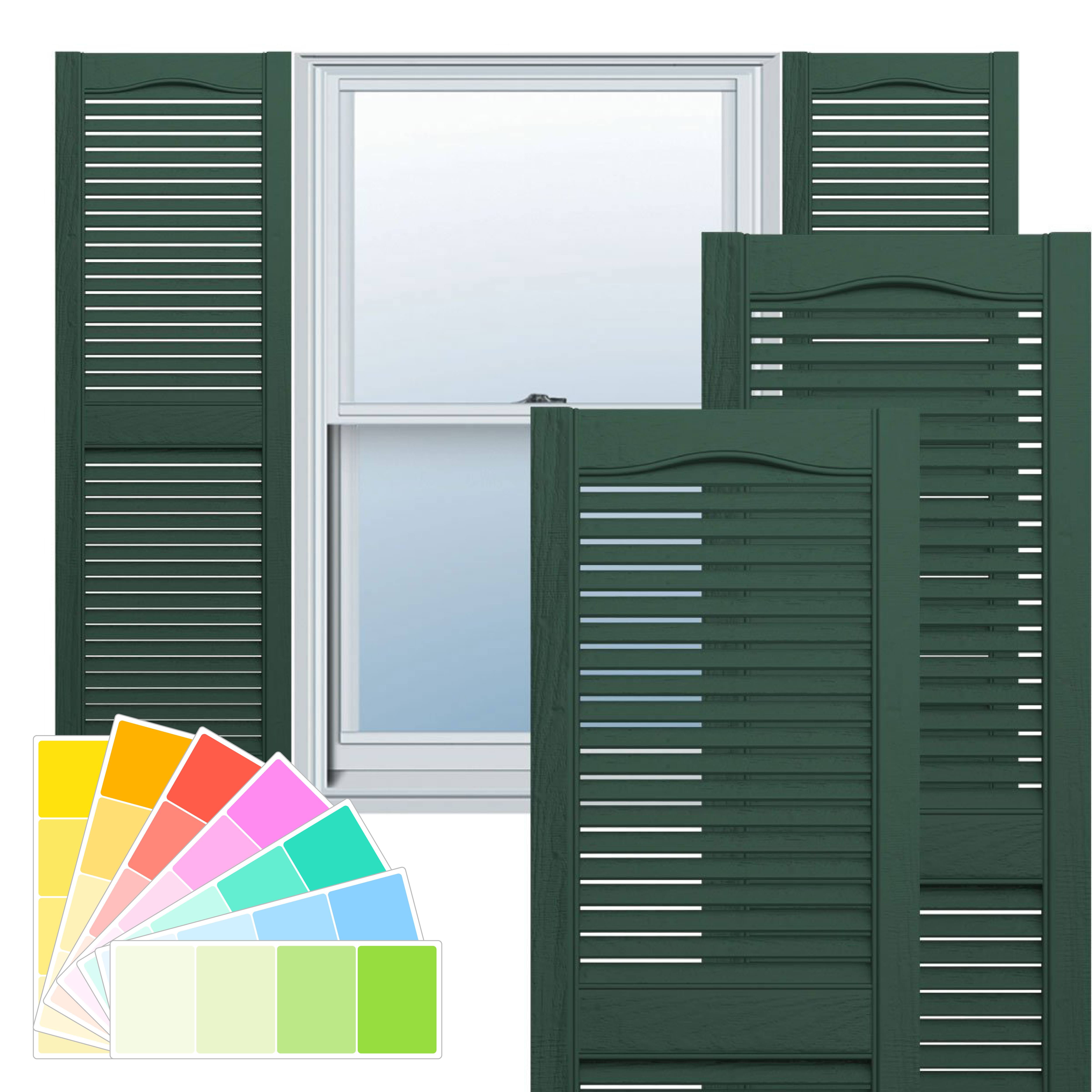 Builders Edge 12 in. x 55 in. Louvered Vinyl Exterior Shutters Pair in Midnight Green