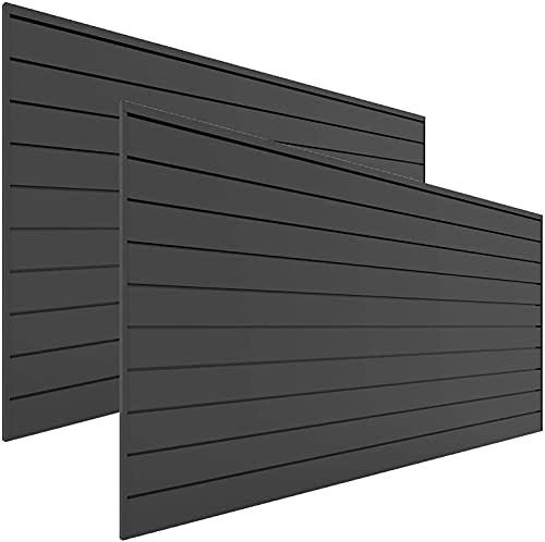 48 in. H x 96 in. W Slat Wall Panel Set Charcoal (2-Pack)
