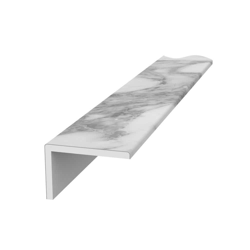 FlexStone 3 in. x 96 in. Remodel Trim with 2 in. Lip in Calacatta White in Gray | FLXSG3296CW
