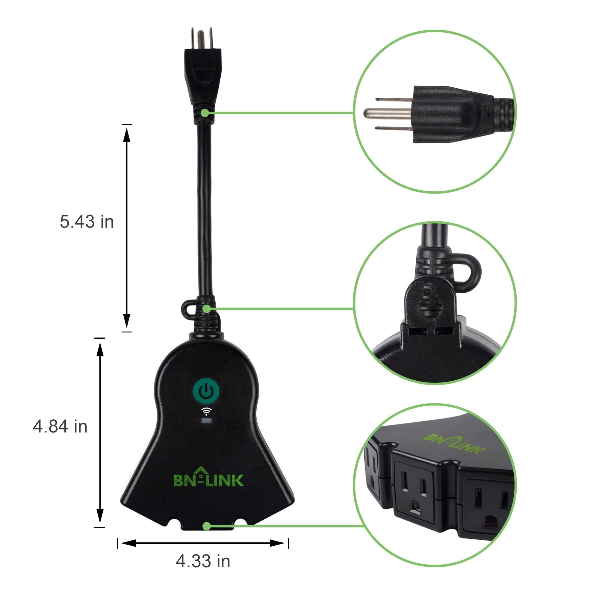BN-LINK Smart WiFi Heavy Duty Outdoor Outlet, Timer and Countdown Function, No Hub Required for Outdoor Lights, Compatible with Alexa and Google