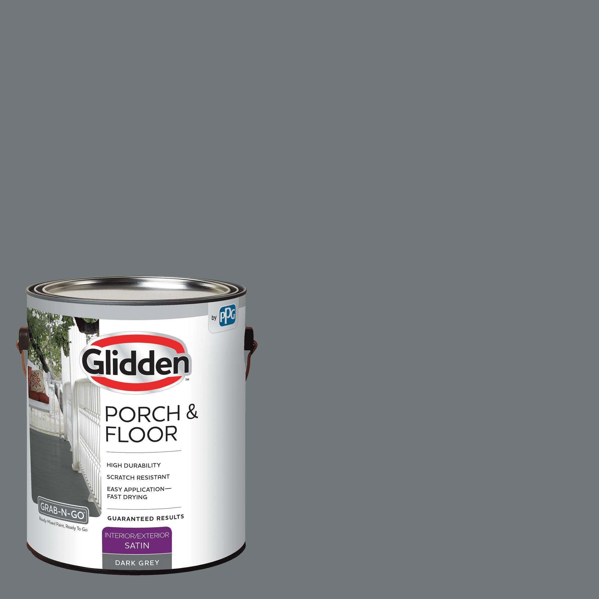 Glidden Grab-N-Go Porch & Floor Satin Dark Grey Paint & Primer 1 Gal