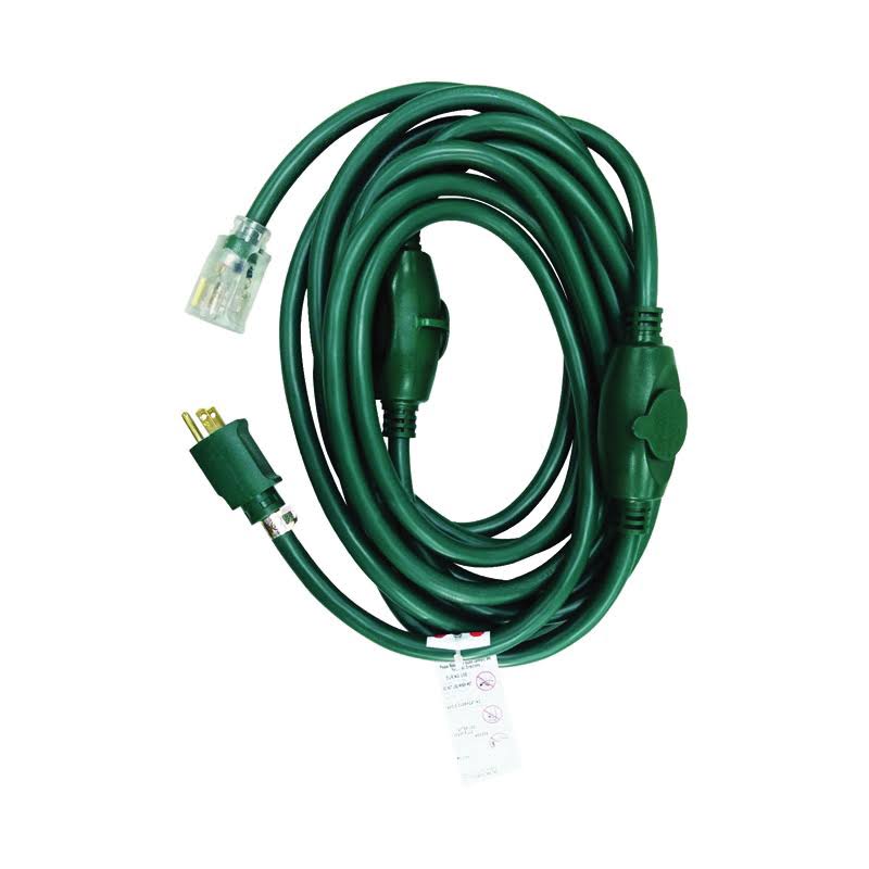 Ace Outdoor 25 ft. L Green Triple Outlet Cord 14/3 STW