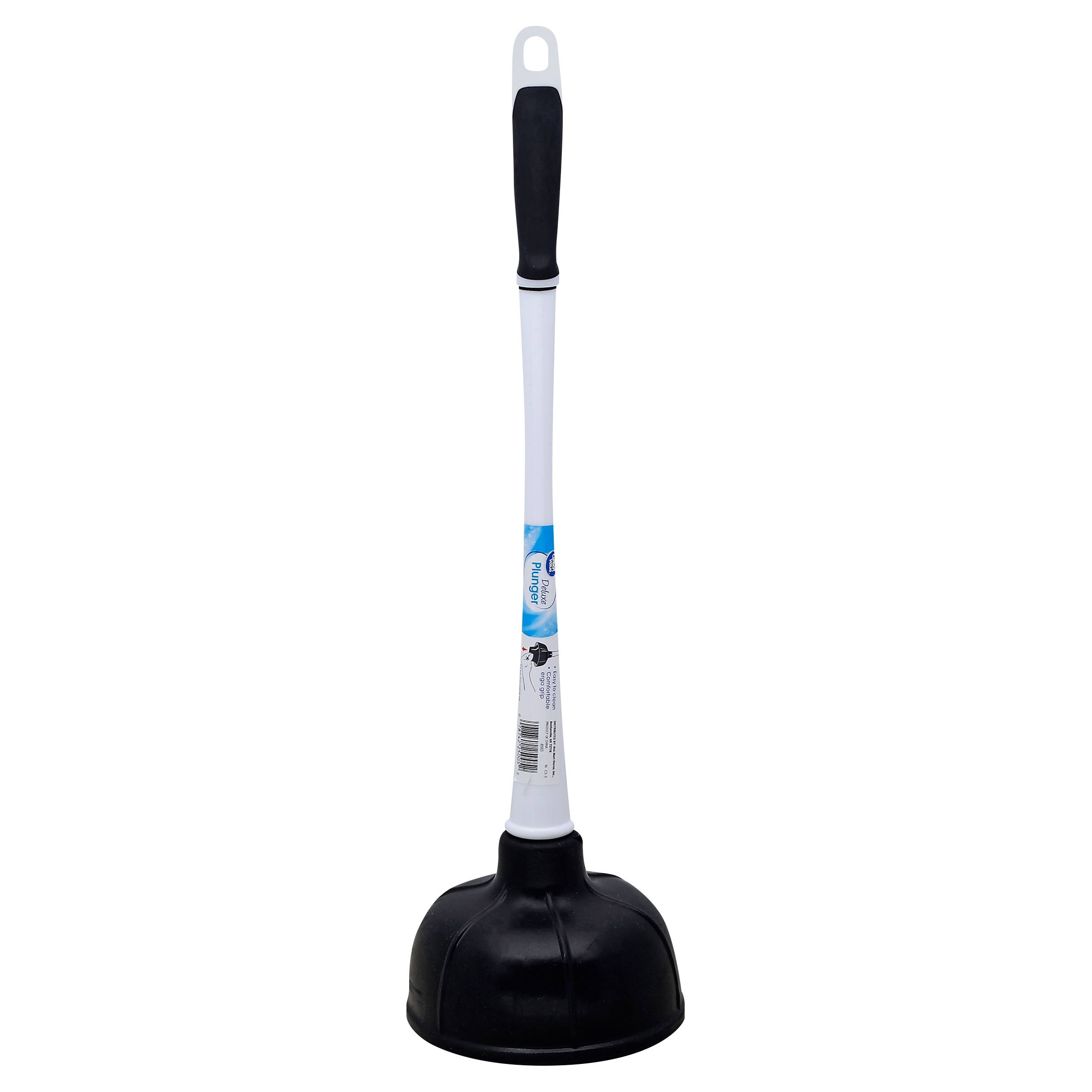 Great Value Deluxe Toilet Plunger with Ergonomic Plastic Handle, Size: Each, Black