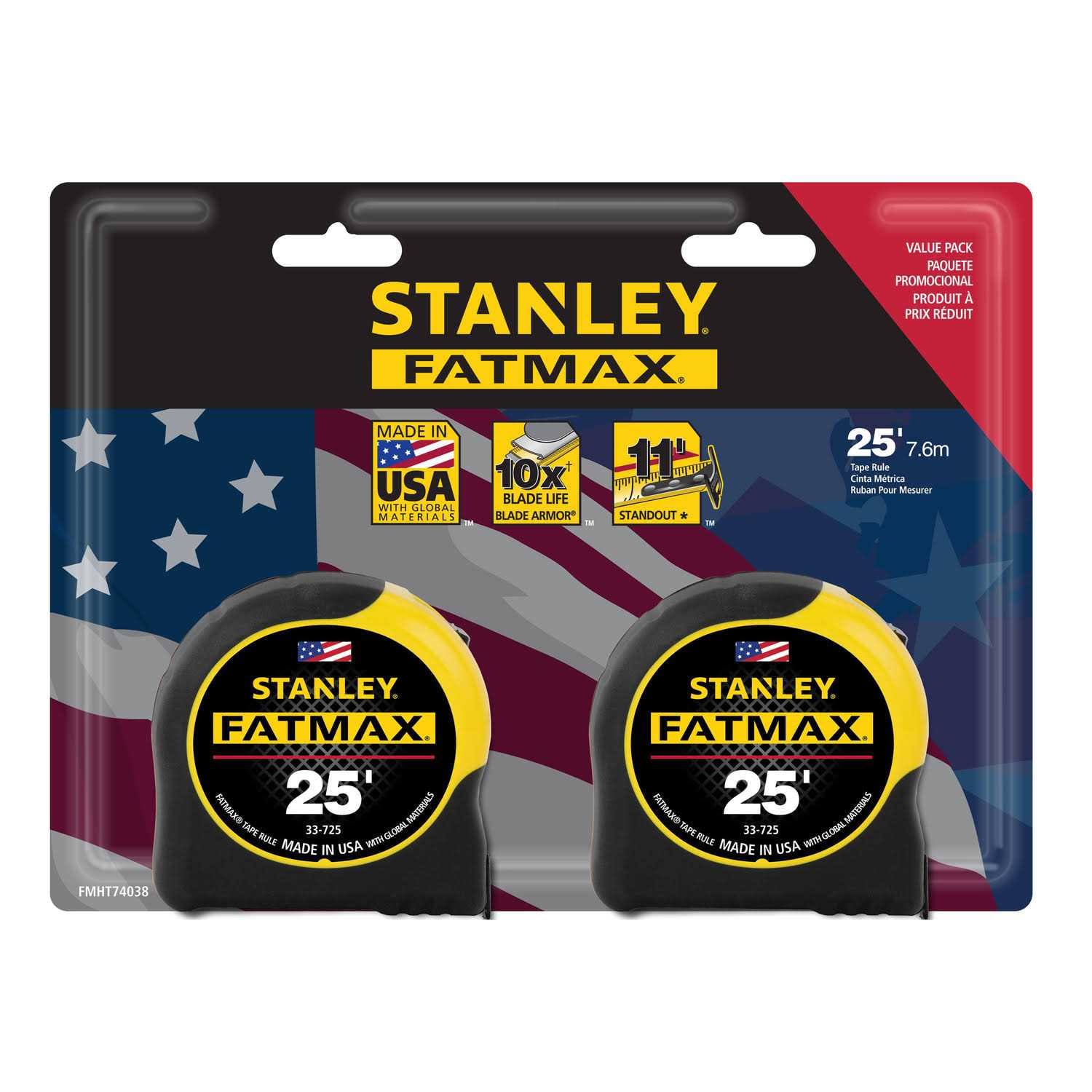 Stanley Fmht74038 Fatmax Tape Measure, 25', 2-pack