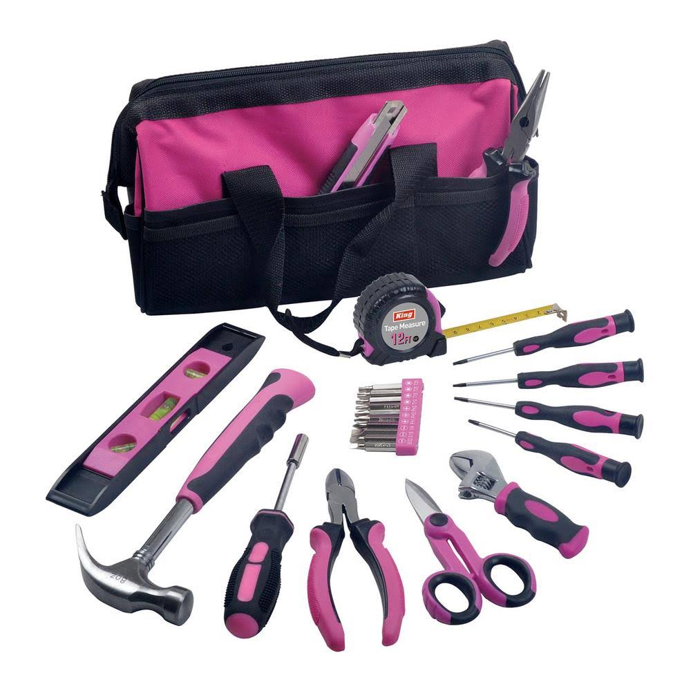 King Complete Home Pink Tool Kit with Bag (24-Piece)