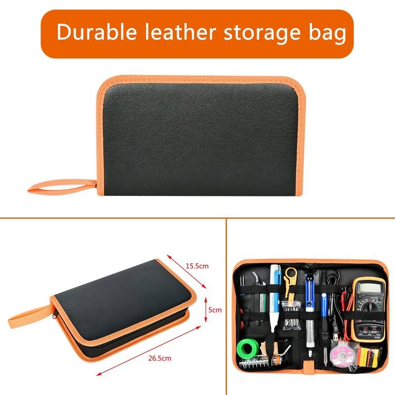 KYZHXVO Soldering Iron Kit,Soldering Iron 60W Adjustable Temperature, Digital Multimeter, 5pcs Soldering Tips, Solder Wire, Stand, Desol