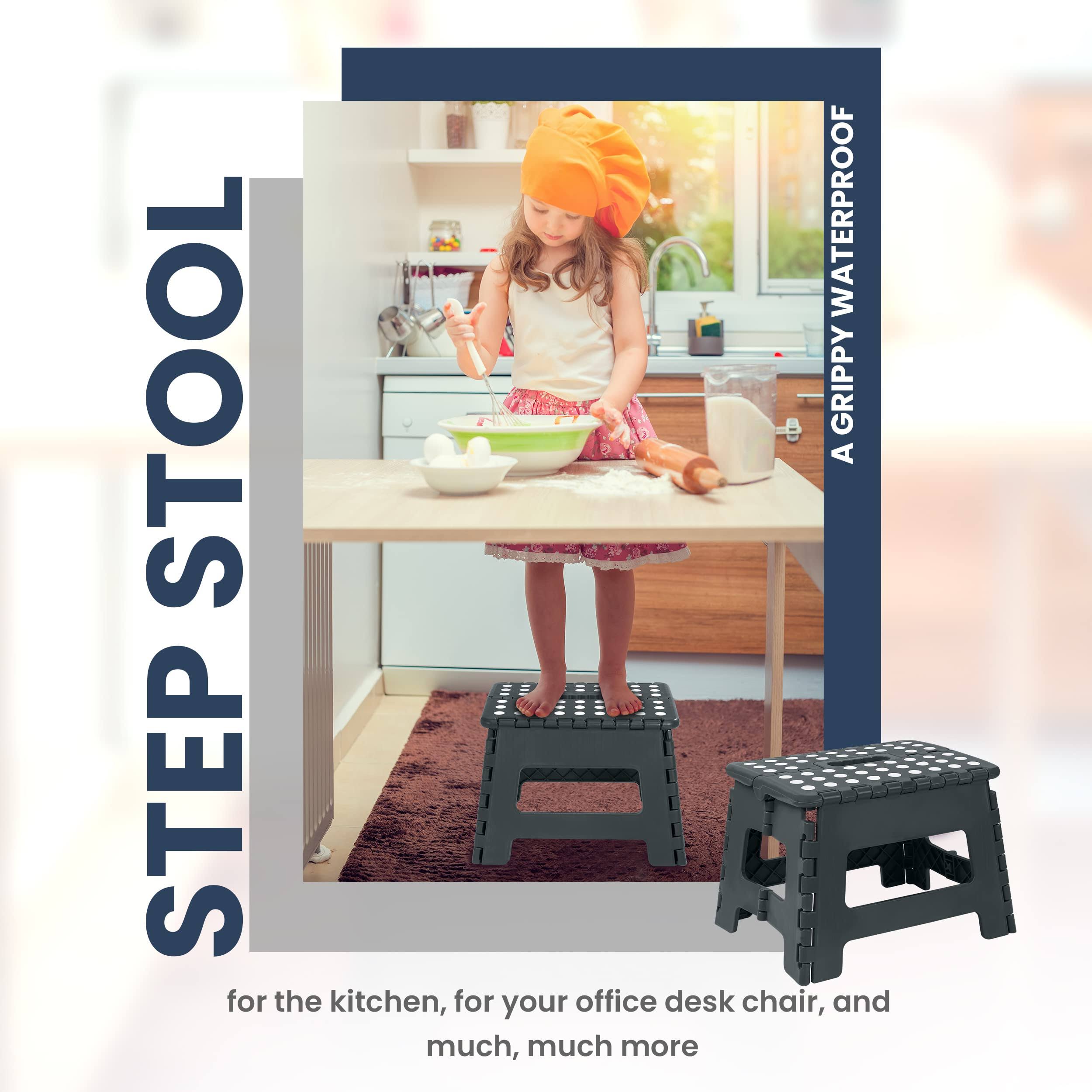 Utopia Home Folding Step Stool- (Pack of 2) Foot Stool with 9 inch Height- Holds Up to 300 lbs- Lightweight Plastic Foldable Step Stool for Kids,