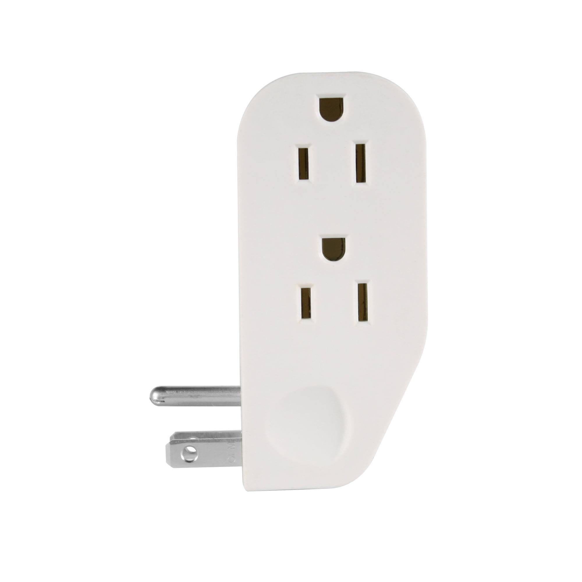 Hyper Tough 3-Outlet Grounded Right Angle Plug-In Type Wall Tap- White- Each 00048