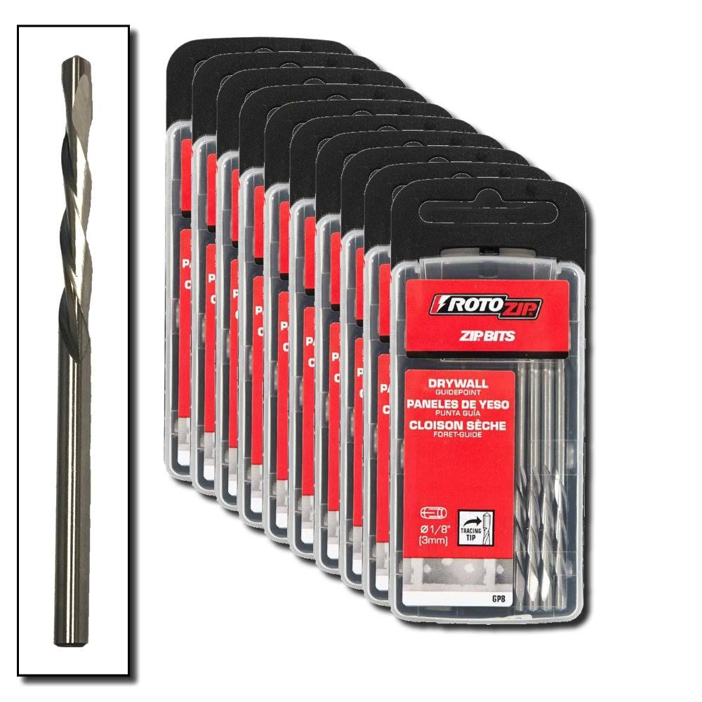 Rotozip 1/8'' Guide Point Drywall Router Bits for Cutout Tools, Roto Zip- GP8-80/PACK