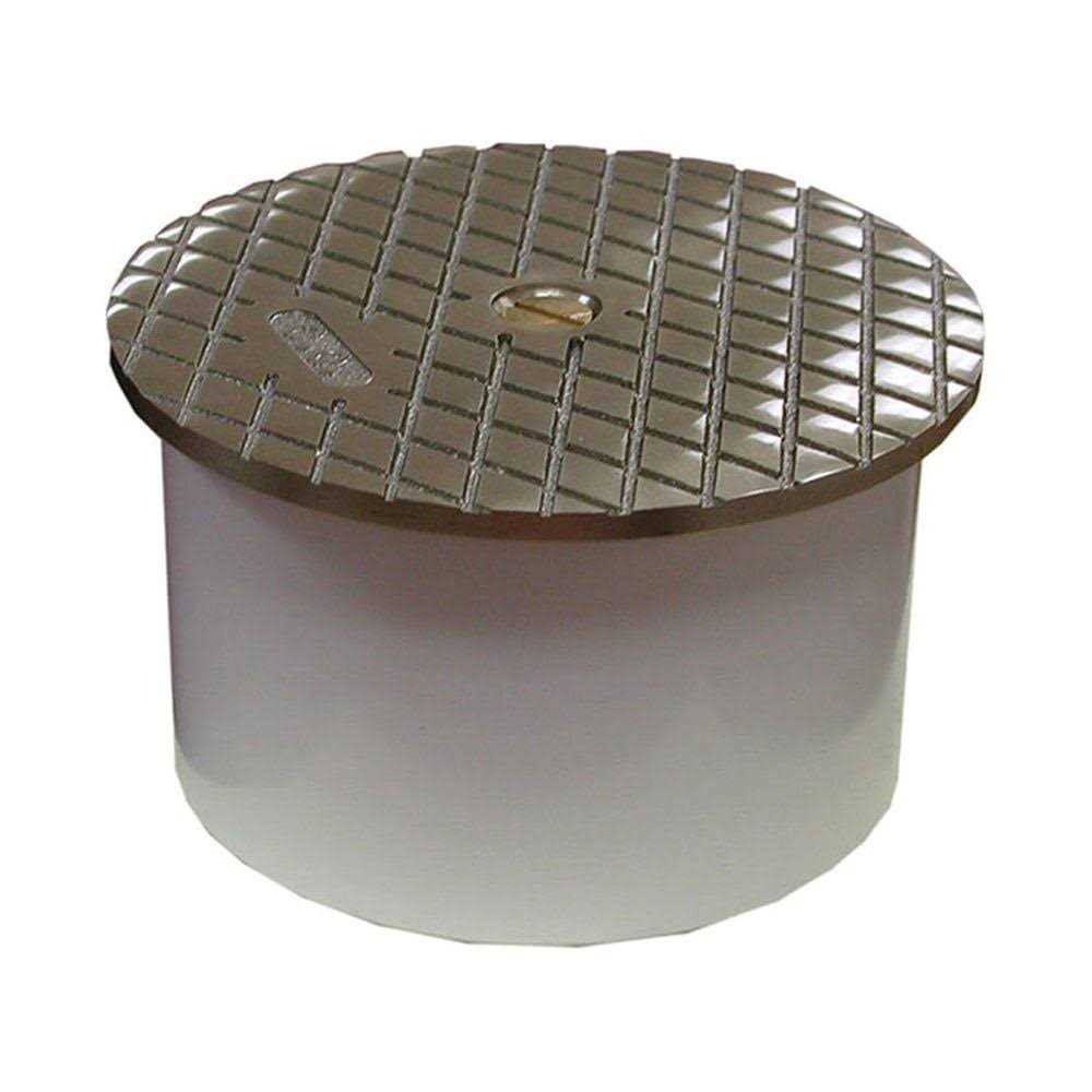 Jones Stephens 4 in. PVC Inside Pipe Fit Cleanout with 4-1/2 in. Nickel Bronze Round Cover C60170