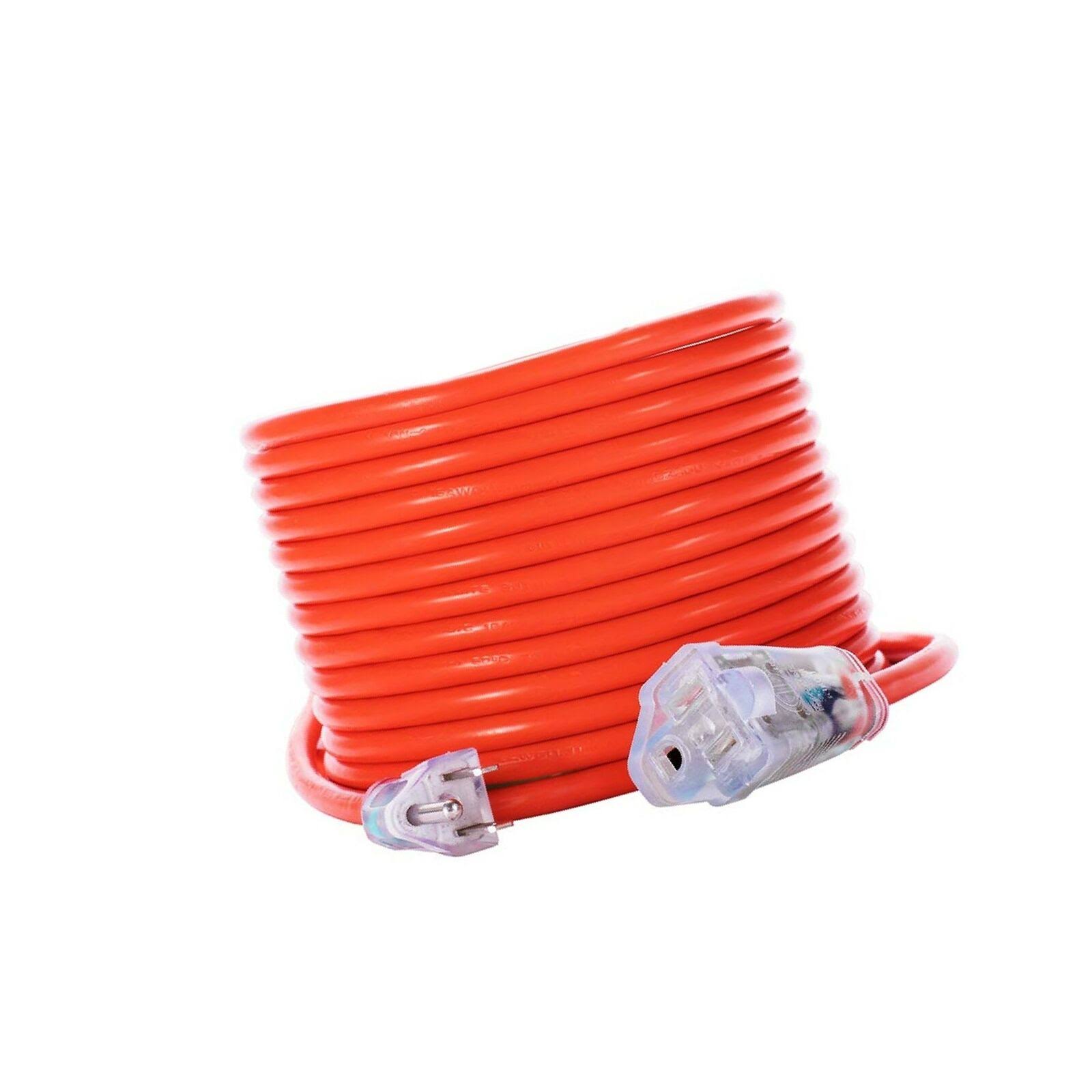 KMC 16AWG Power Outdoor Extension Cord with Light Bright Orange 50 Feet