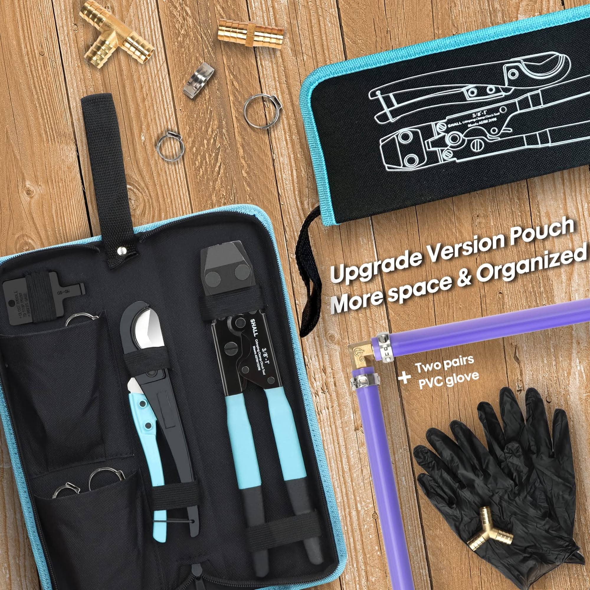 Shall PEX Crimping Clamp Cinch Tool and Pipe Hose Cutter, Pipe Fitting Crimper Tool Kit Meets ASTM F2098 for 3/8