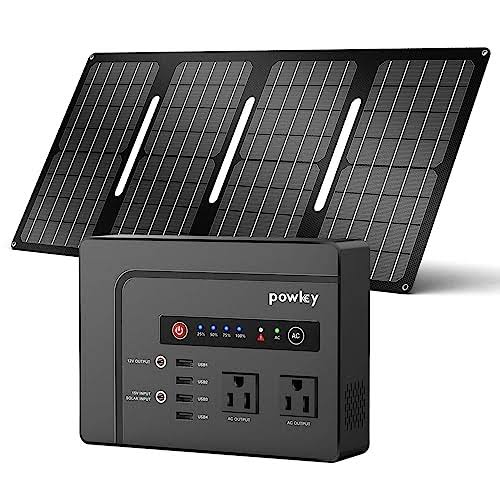 Powkey Solar Generator with Panel, 146Wh/200W Portable Power Station with Solar Panel 40W, 110V Pure Sine Wave DC/USB/AC Outlet Electric Generator