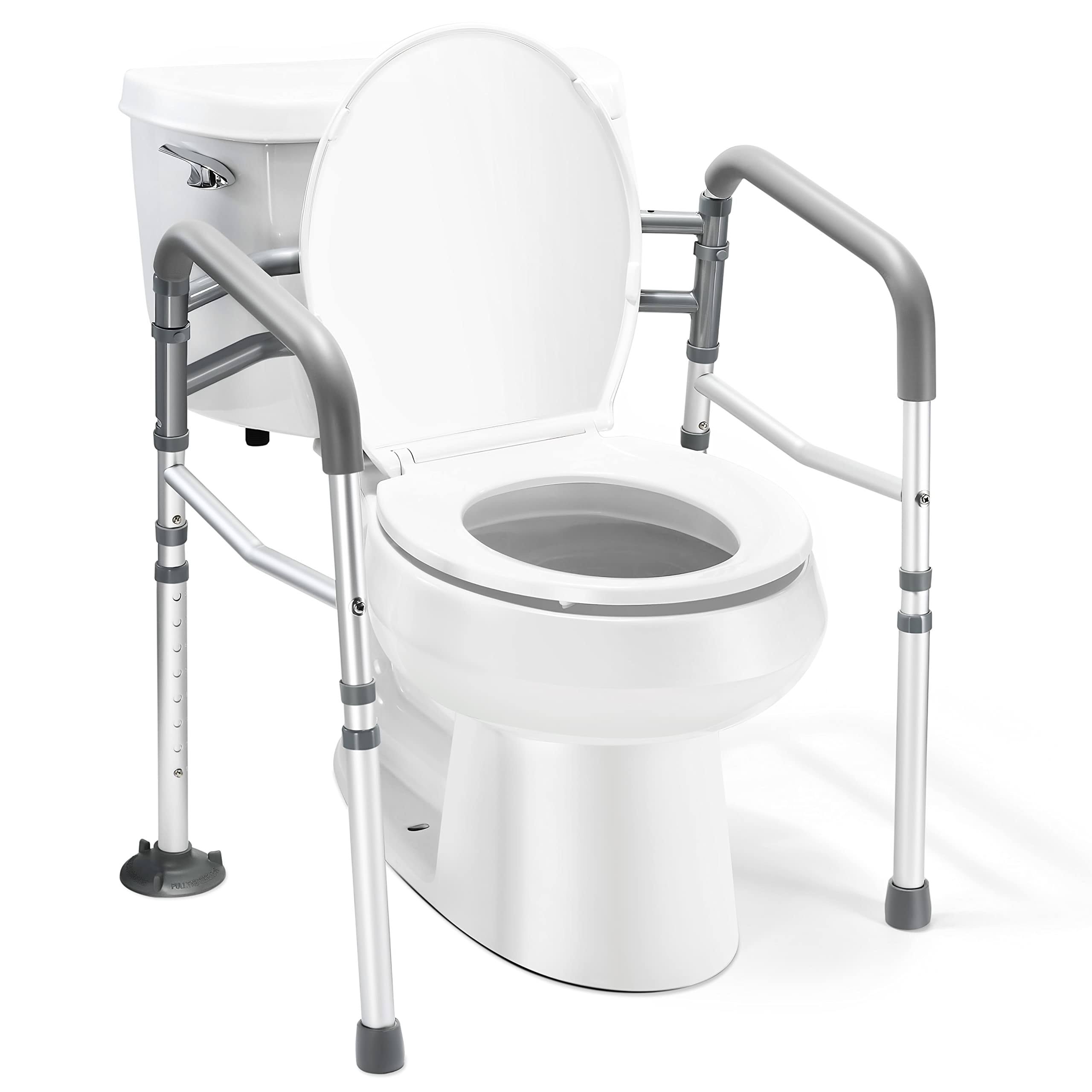 Medical King Toilet Safety Rail- Adjustable Detachable Toilet Safety Frame with Handles Heavy-Duty Toilet Safety Rails Stand Alone- Toilet Safety