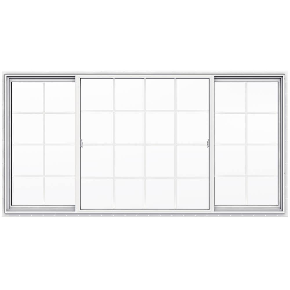 JELD-WEN V-2500 95.5-in x 47.5-in Both Operable Vinyl New Construction Egress White Sliding Window | LOWOL2VSLGD8040