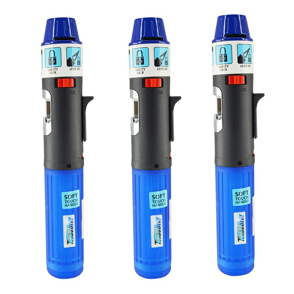 3 Pack Turbo Blue Torch Stick Multi Purpose Refillable Butane Lighter