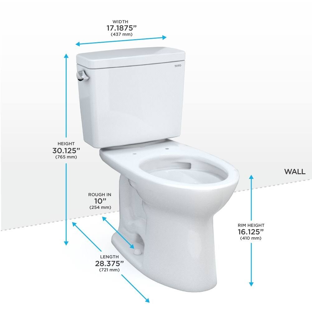 Toto Drake 1.28 GPF Elongated Two Piece Toilet in Cotton