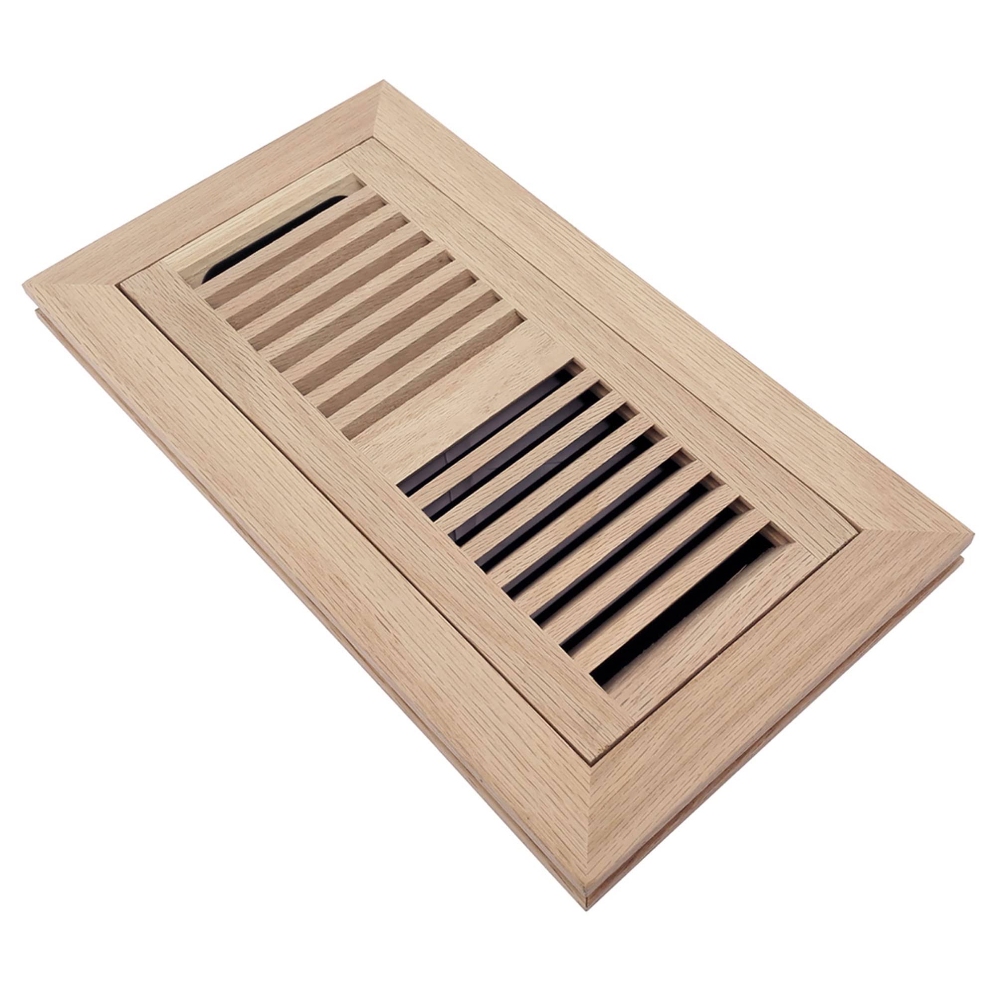 Homewell Red Oak Wood Floor Register Flush Mount Vent with Damper 4x10 inch Unfinished