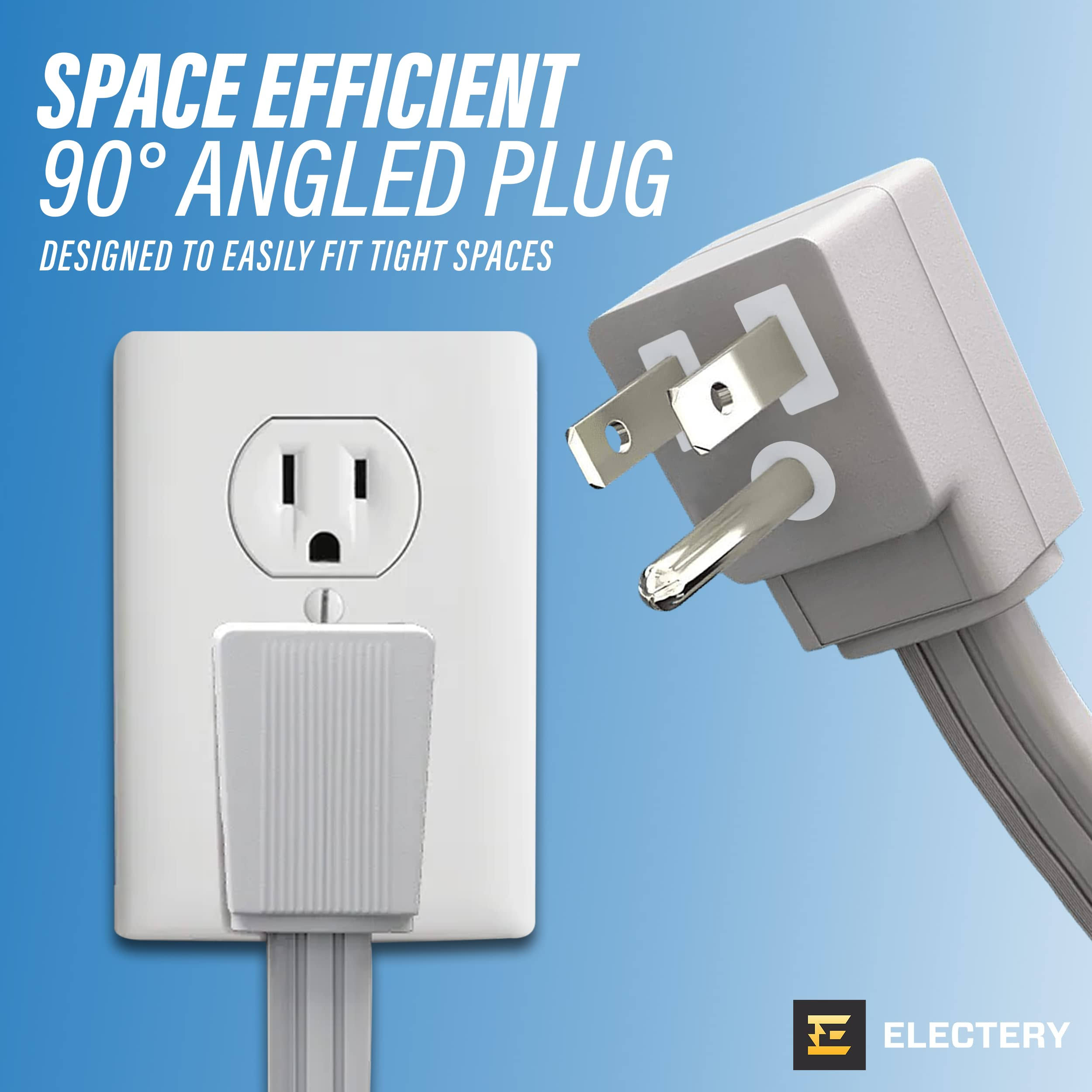 ELECTERY Heavy Duty Appliance Extension Cord, 14 AWG- 3 Prong Grounded Flat Plug, Gray Power Wire for Indoor Air Conditioner and All Major