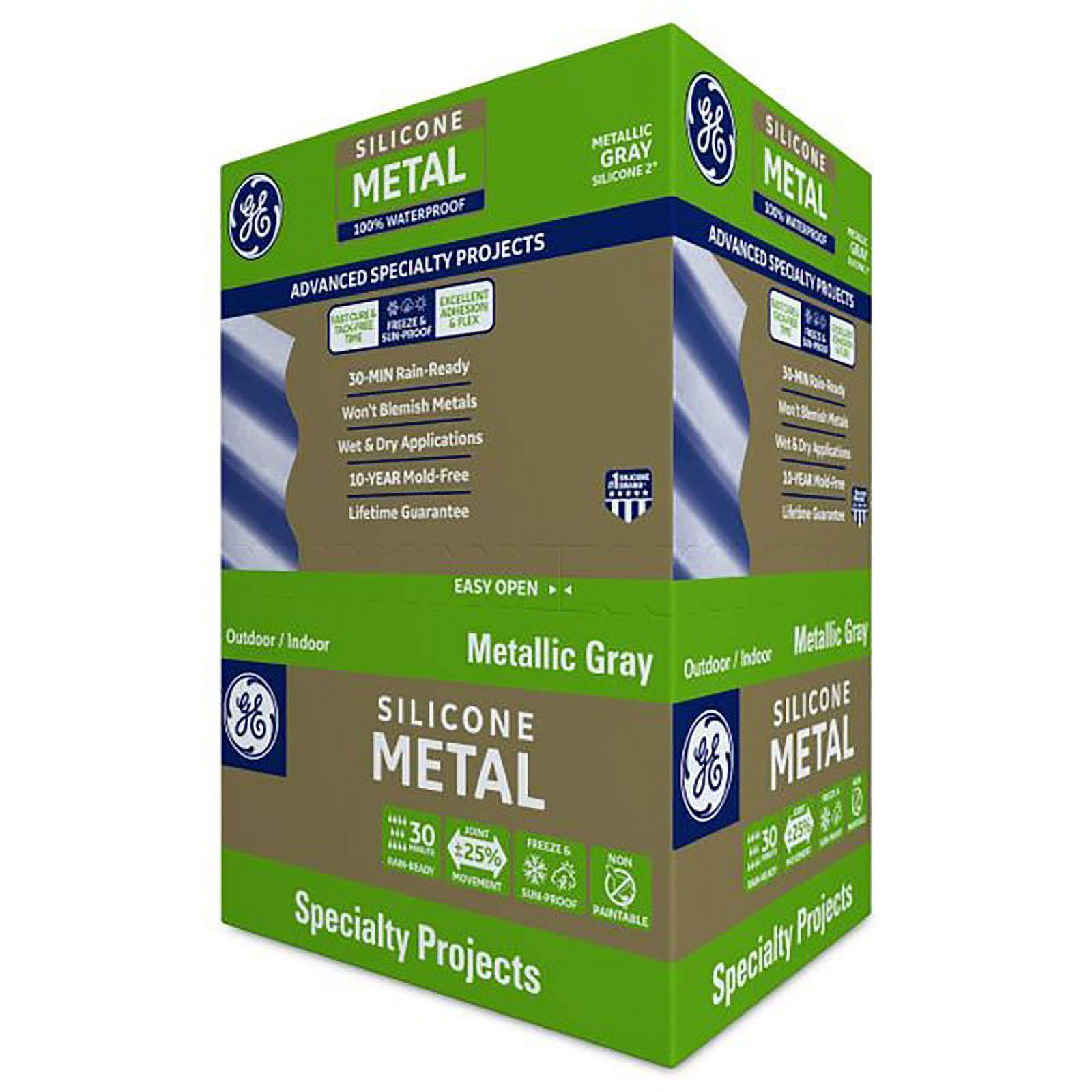 GE Advanced Gray Silicone 2 Metal Gutter Caulk Sealant 10.1 oz