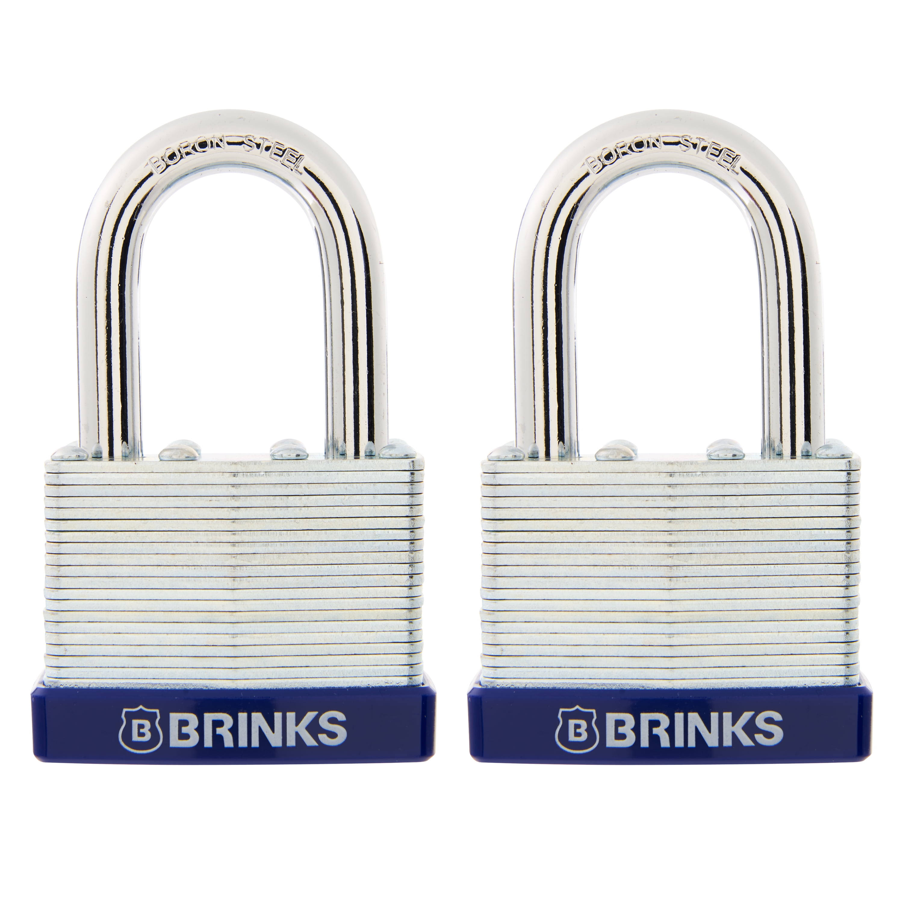 Brink's 50mm Laminated Steel Padlock with 1-1/2 Boron Shackle, 2 Pack