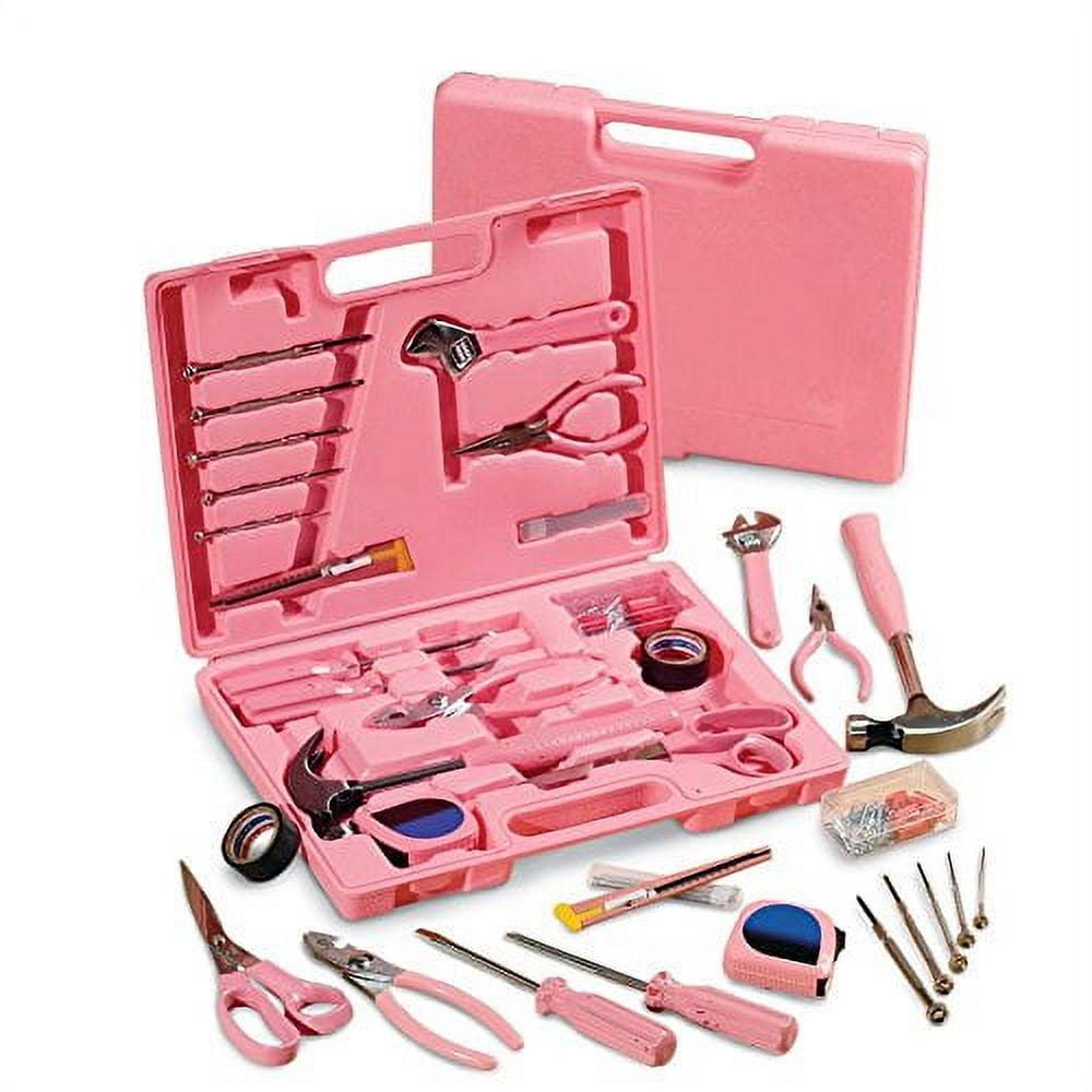 Collections Etc Ladies Pink Hardware Steeltec Tool Kit- 105 PC, Pink