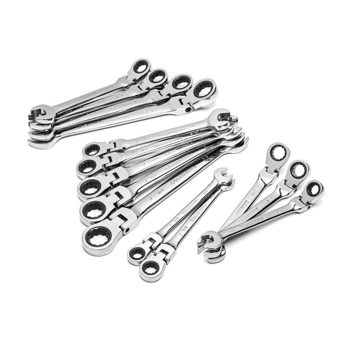 GearWrench 85141 14 Pc. 12 Point Flex Head Ratcheting Combination SAE/Metric Wrench Set