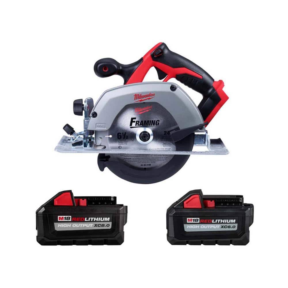 M18 18V Lithium-Ion Cordless 6-1/2 in. Circular Saw w/(2) Batteries