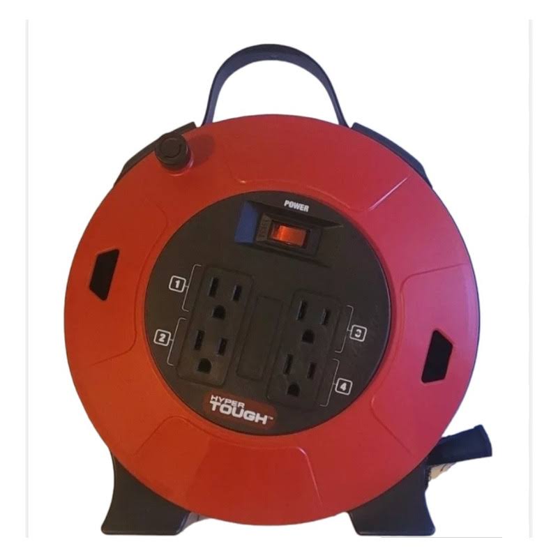 Hyper Tough 4-Outlet 25ft 16AWG Extension Cord Indoor Cord Reel