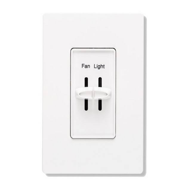 Lutron Electronics Dual Slide-To-Off Fan & Light Controls, White, 1.5 Amp