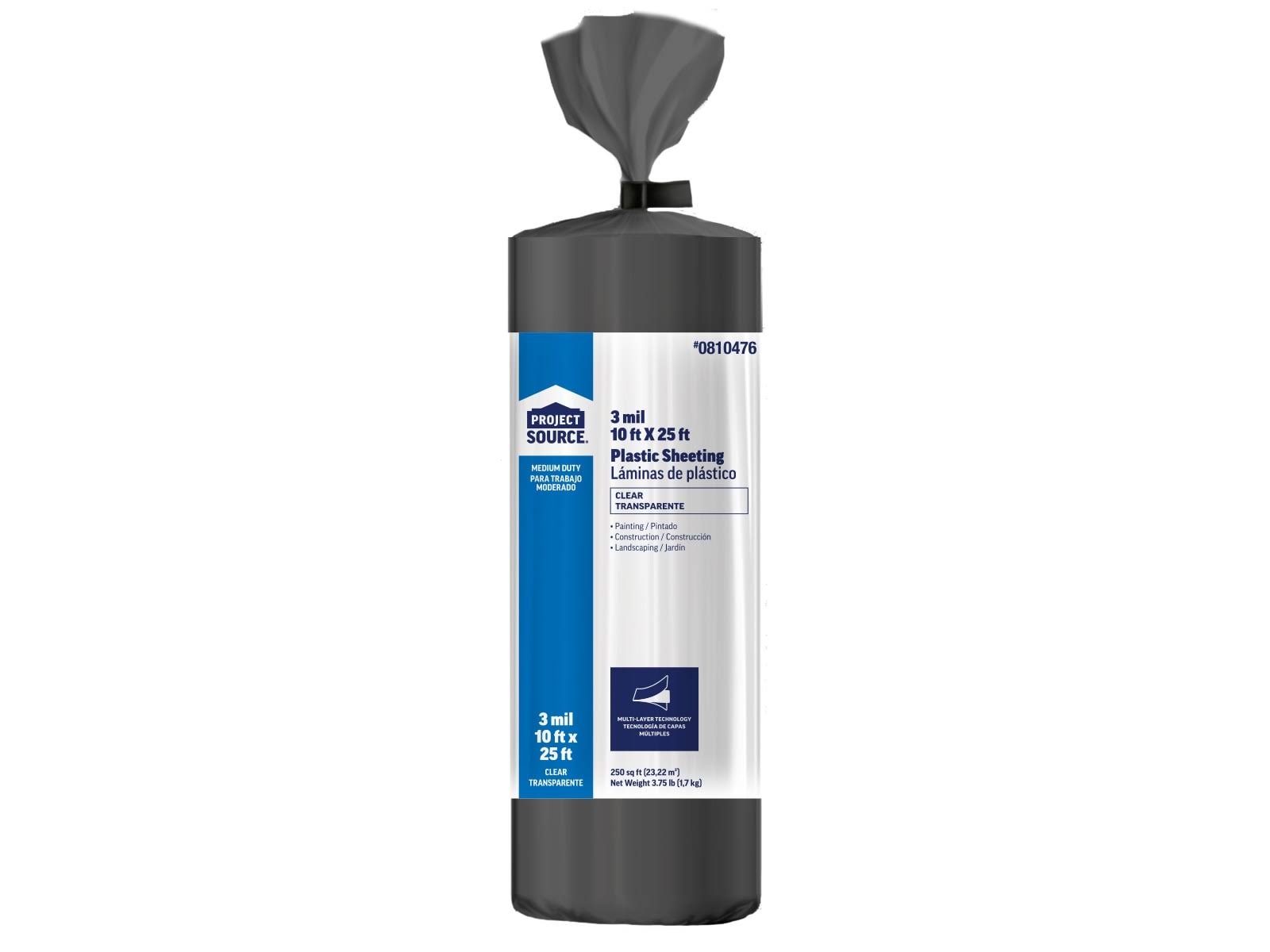 Barricade 3-Mil Medium Duty Plastic Sheeting- Black- 10' x 25'- Each