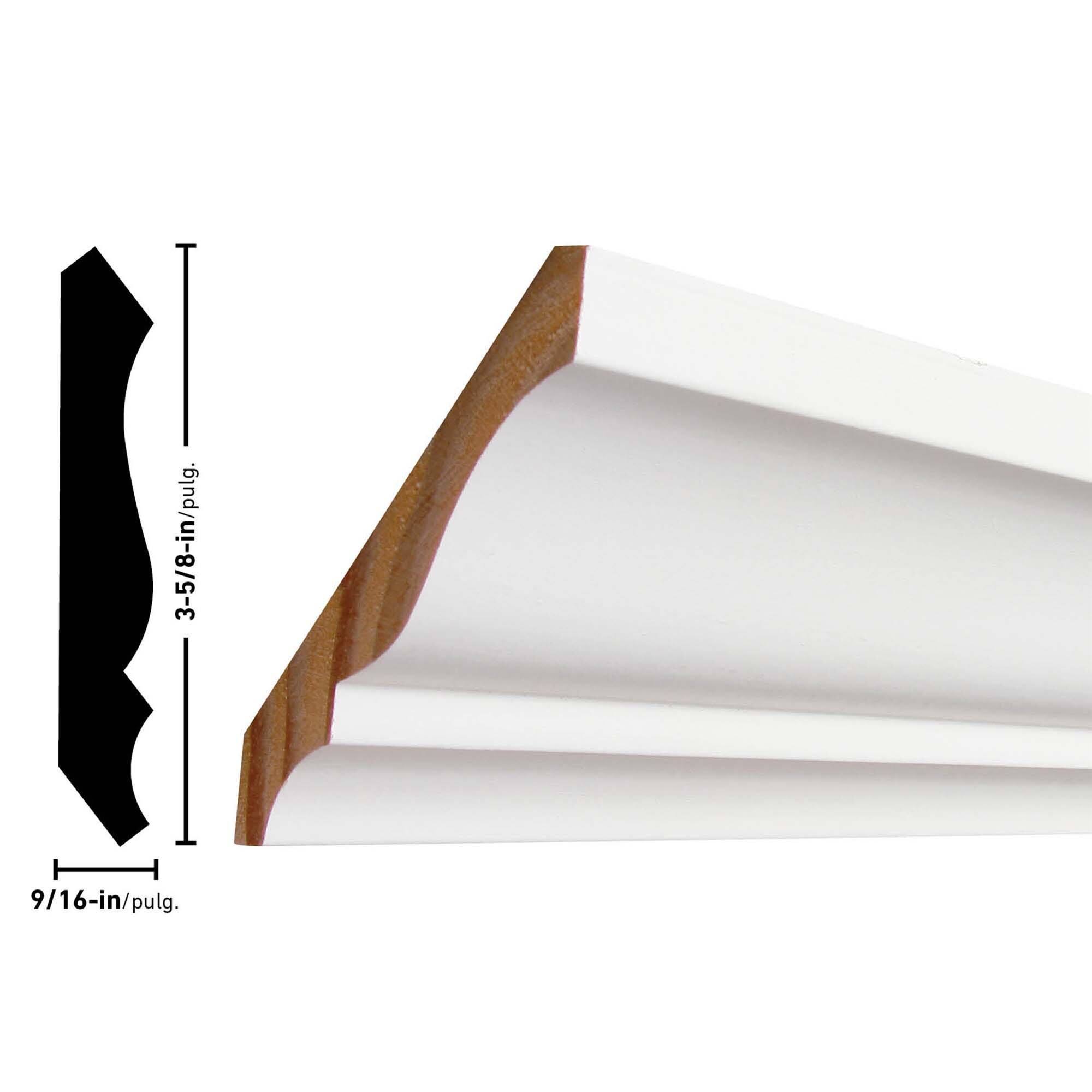 EverTrue 8-Pack 3-5/8-in x 12-ft Pine Primed Crown Moulding in White | C 4912FJPMD