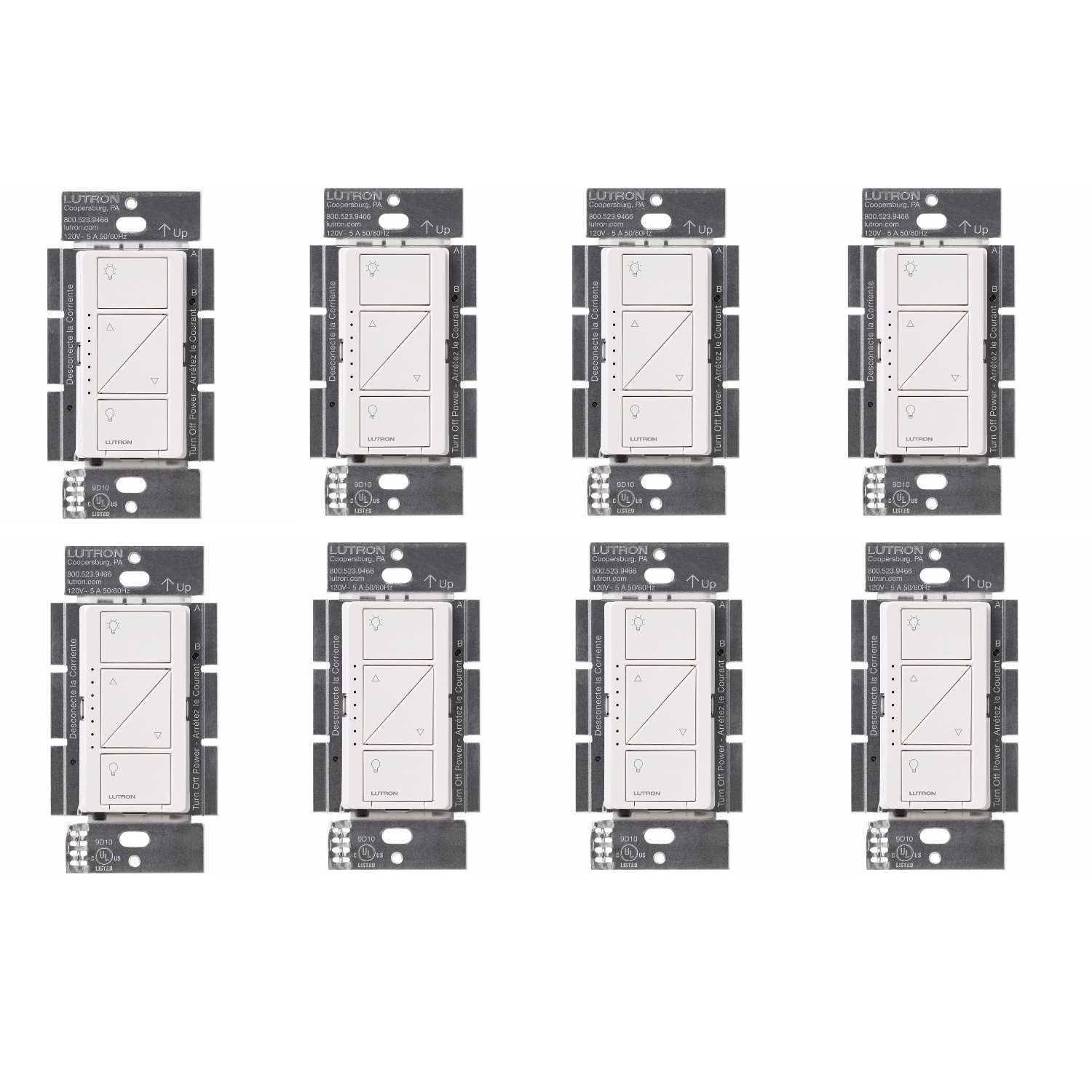 Lutron PD-6WCL-WH Caseta Wireless Smart Lighting Dimmer Switch (White, 8-Pack)