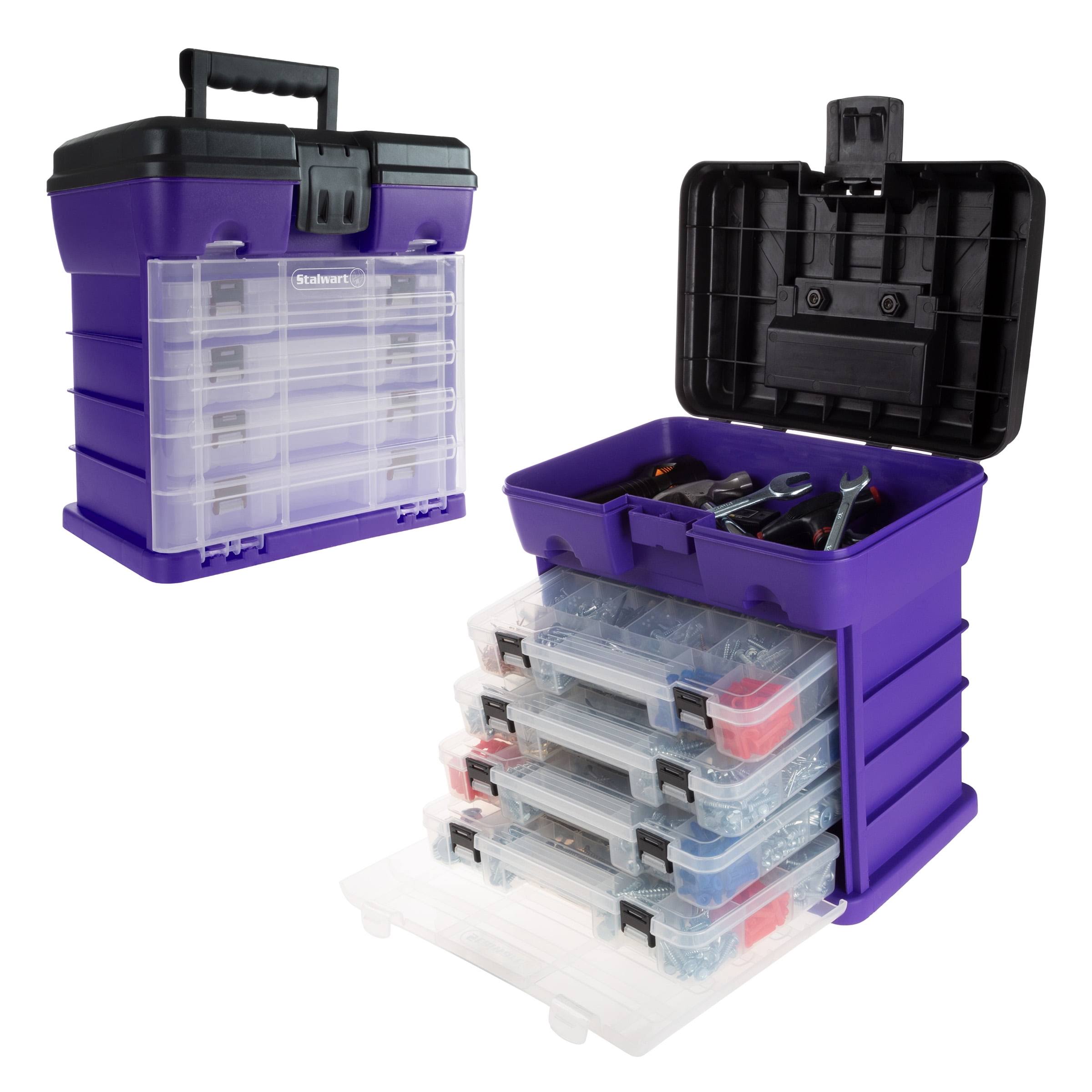 Storage and Tool Box-Durable Organizer Utility Box-4 Drawers Wit