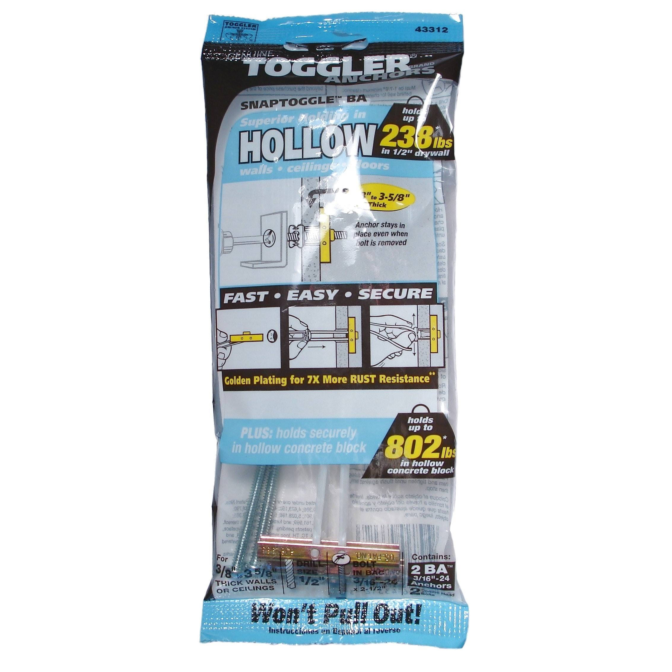 Mechanical Plastics 50375 0.19-24 in. Toggler Snaptoggle Ba Hollow