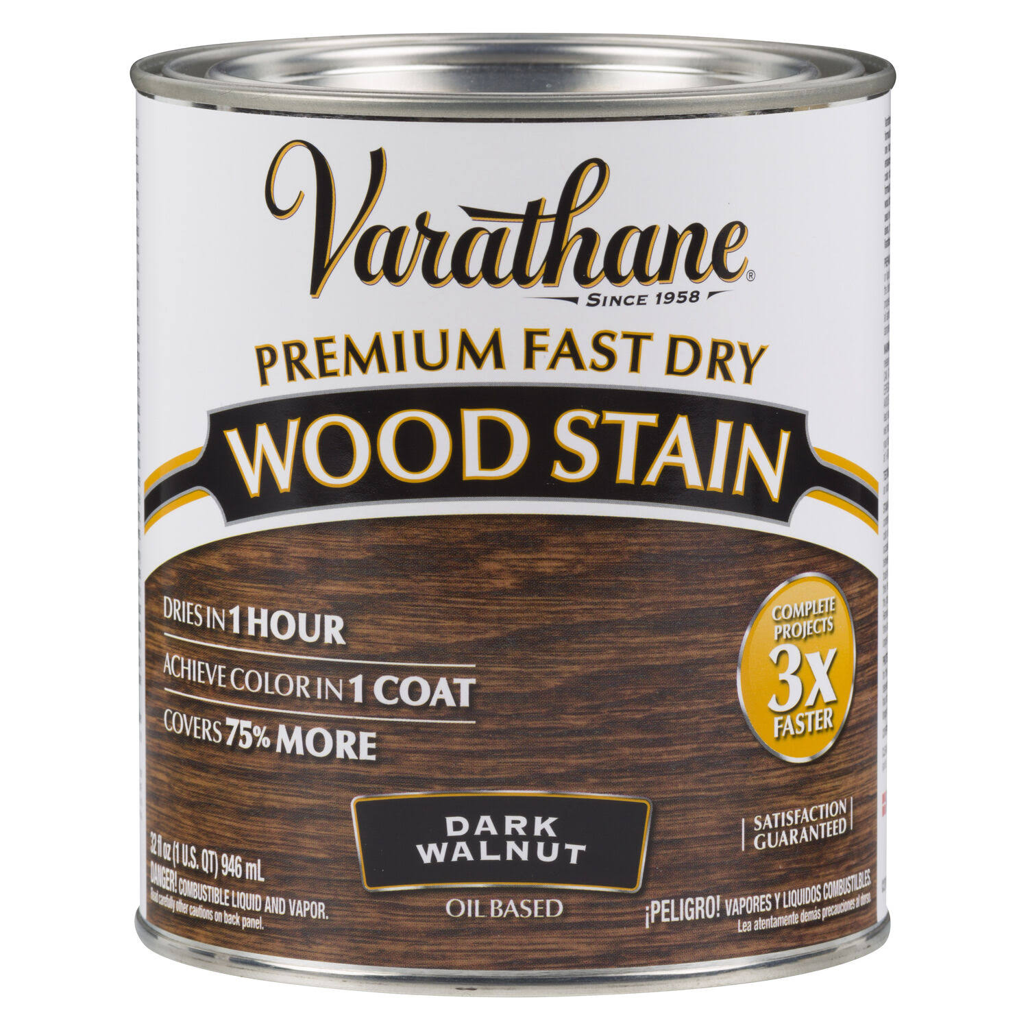 Varathane 262006 1 Quart Dark Walnut Fast Dry Wood Stain