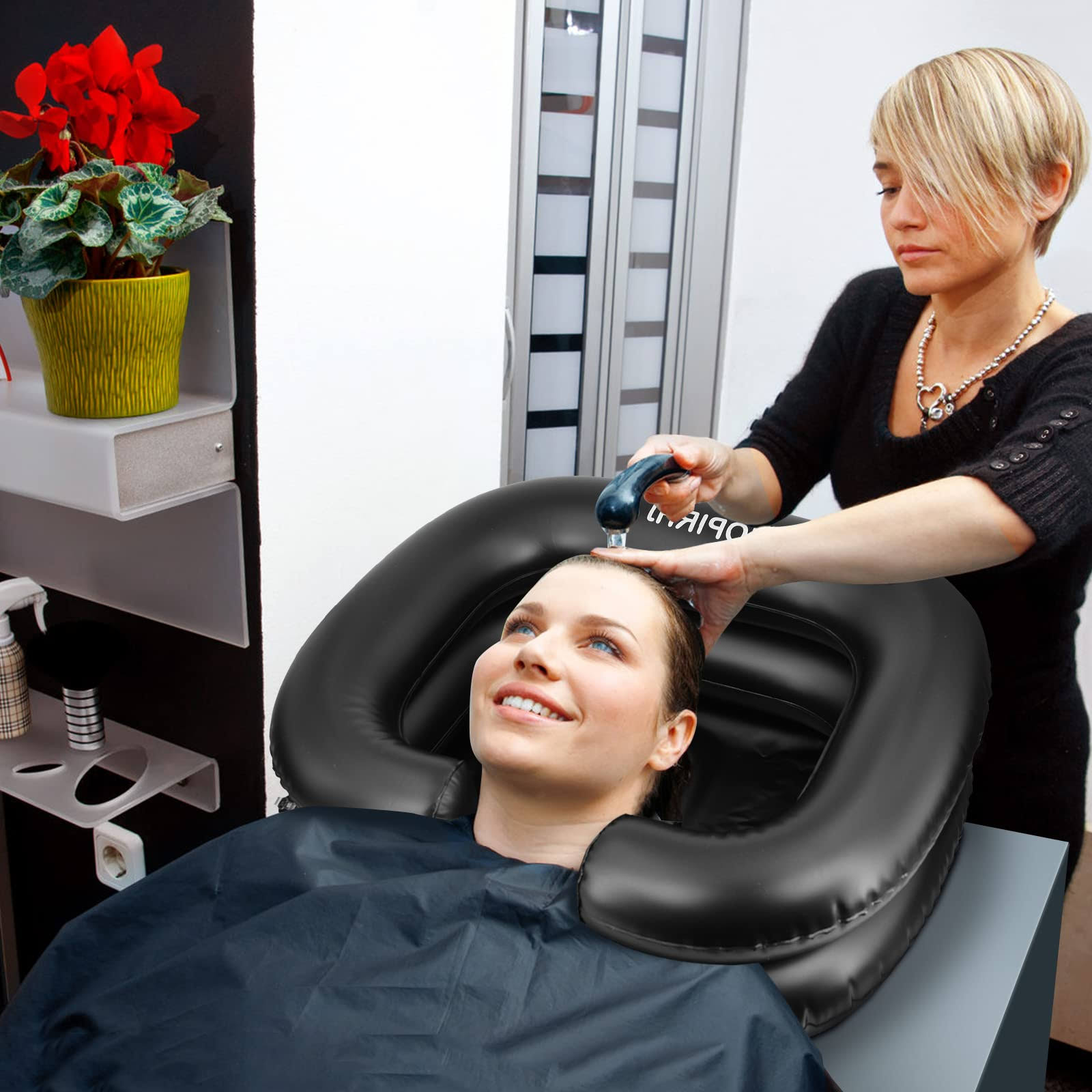 UOPIRHJ Portable Inflatable Hair Washing Basin for Bedridden- Wash Hair in Bed with Inflatable Shampoo Bowl.Hair Washing Basin for Elderly,Disabled