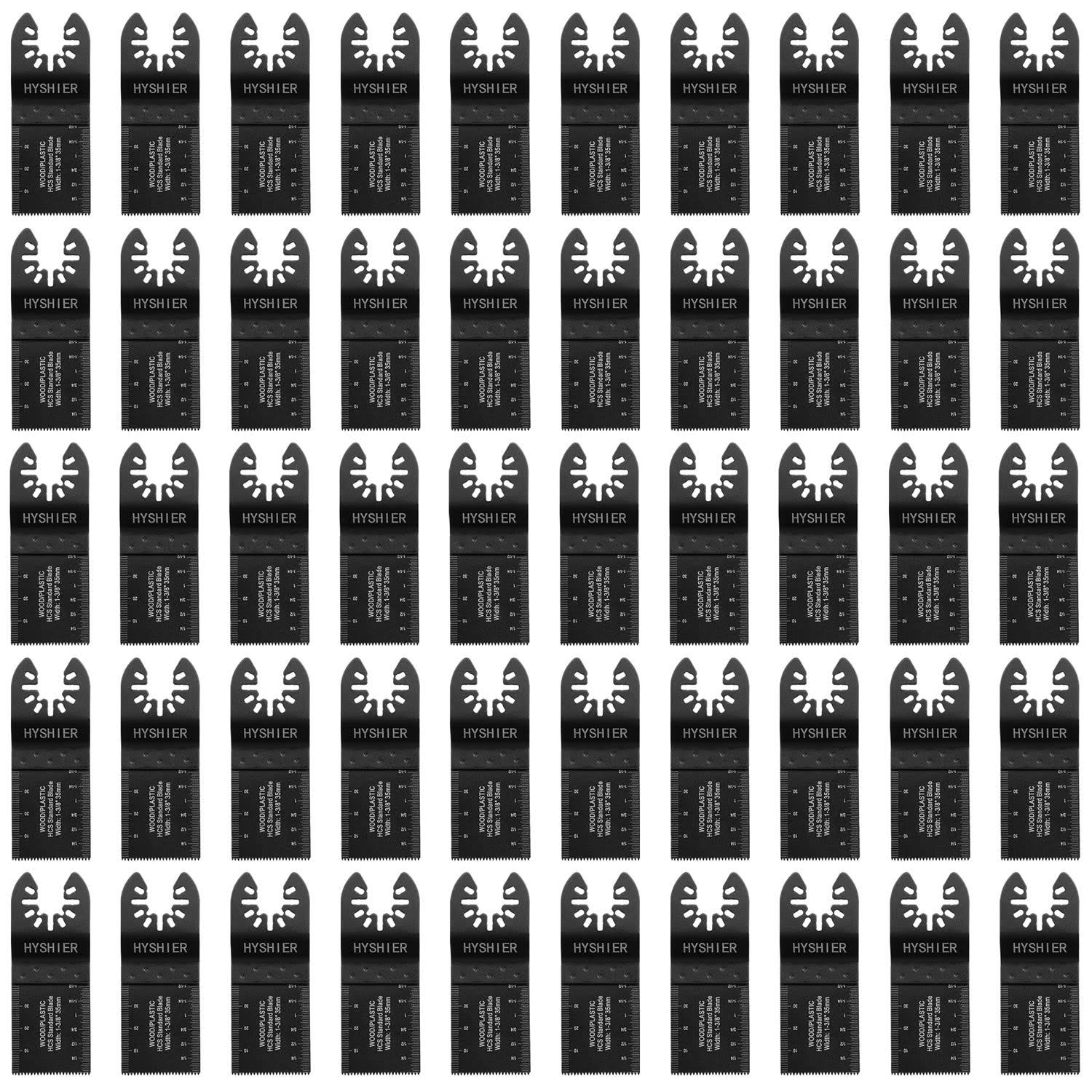 HYSHIER 50 Pcs Oscillating Tool Blades, Professional Universal Oscillating Saw Blades, Wood Multitool Blades, Quick Release Durable